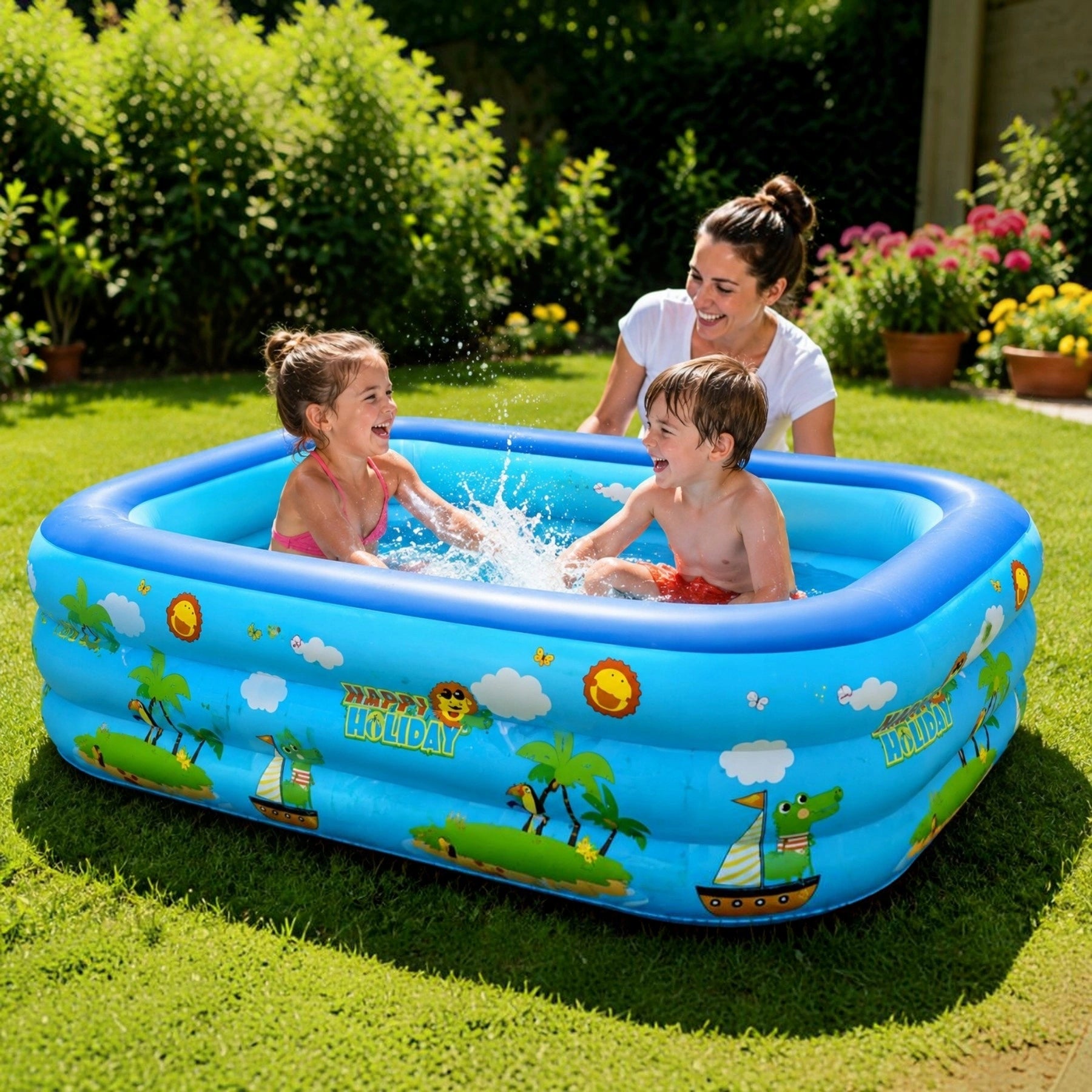 LARGE INFLATABLE POOL FOR CHILDREN GARDEN FAMILY FOR SUMMER 120X85X45 CM Length 120 cm