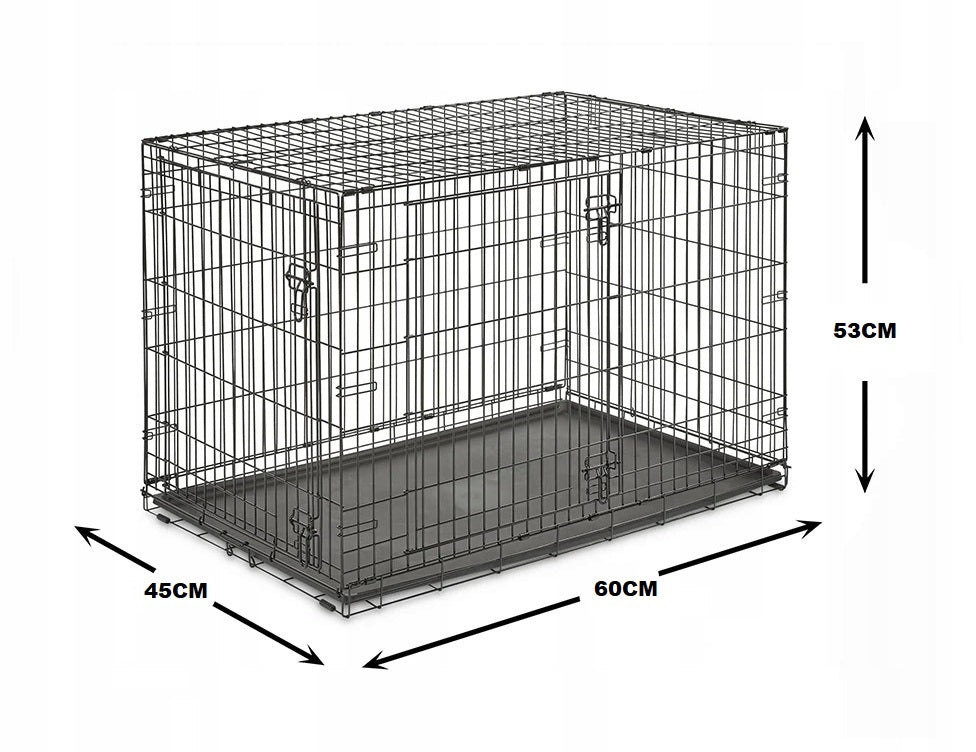 LARGE KENEL CAGE METAL DOG PLAYPEN TRANSPORTER 60x45cm BREED small M Length 60 cm