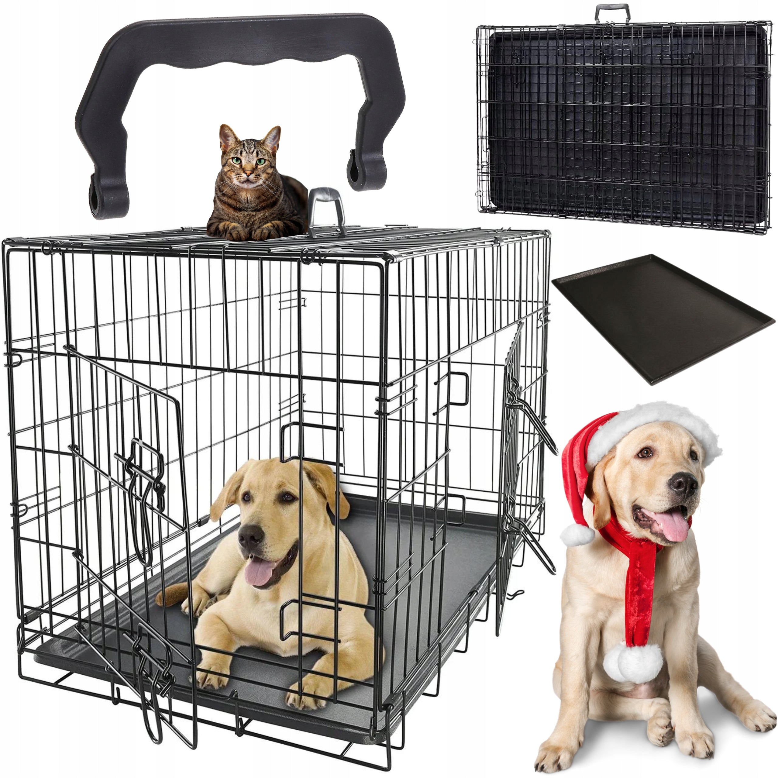 LARGE KENEL CAGE METAL PLAYPEN FOR DOG TRANSPORTER 122x76cm BREED LARGE