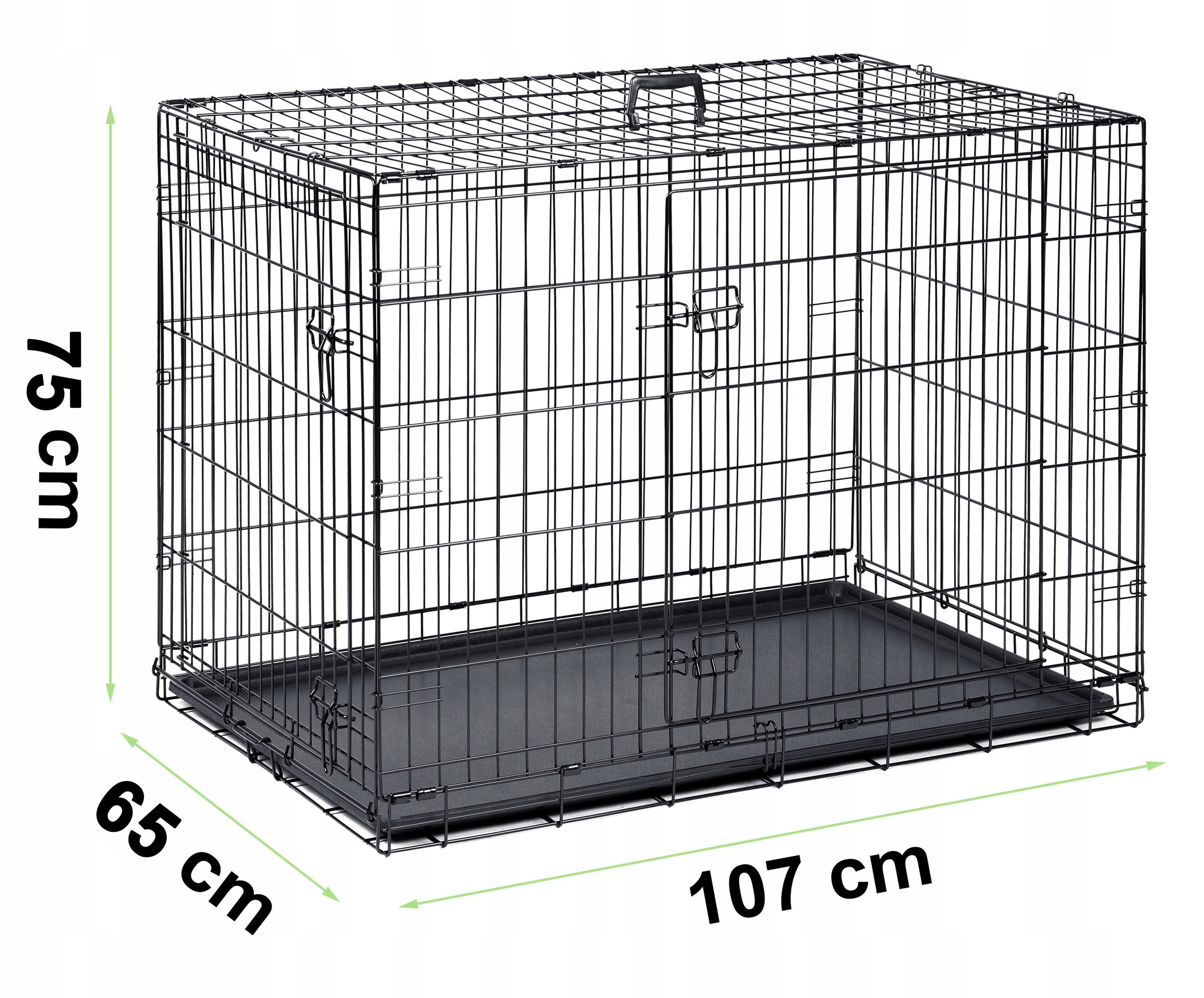 LARGE KENNEL CAGE METAL PLAYPEN Transporter for DOG DOGS 107x68x75 XL Trade name GLOBANI Klatka metalowa dla psa z rączką 107x71x78 cm czarna