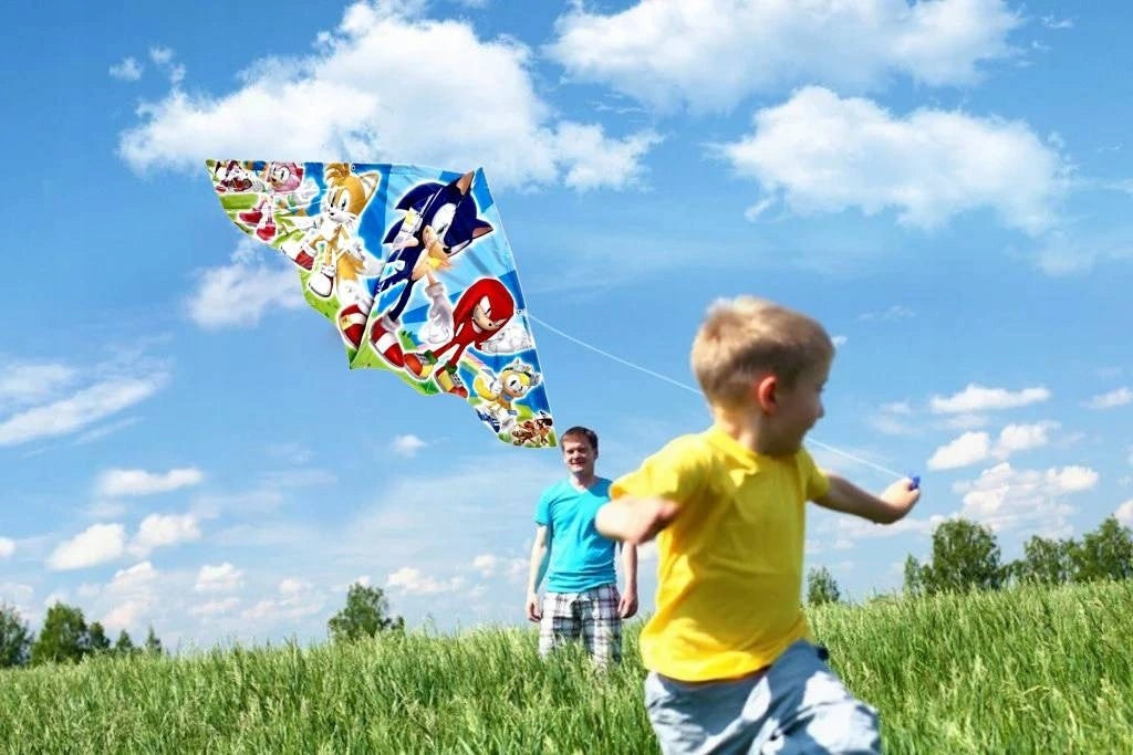 LARGE LATAWIEC FOR CHILDREN SONIC SONIK 120x60 CM XXL FLYING HEDGEHOG Product width 120 cm
