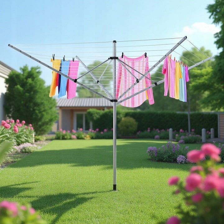 LARGE LAUNDRY DRYER GARDEN ROTATING OUTDOOR XXL 50 m WITH ANCHOR Brand Kadax