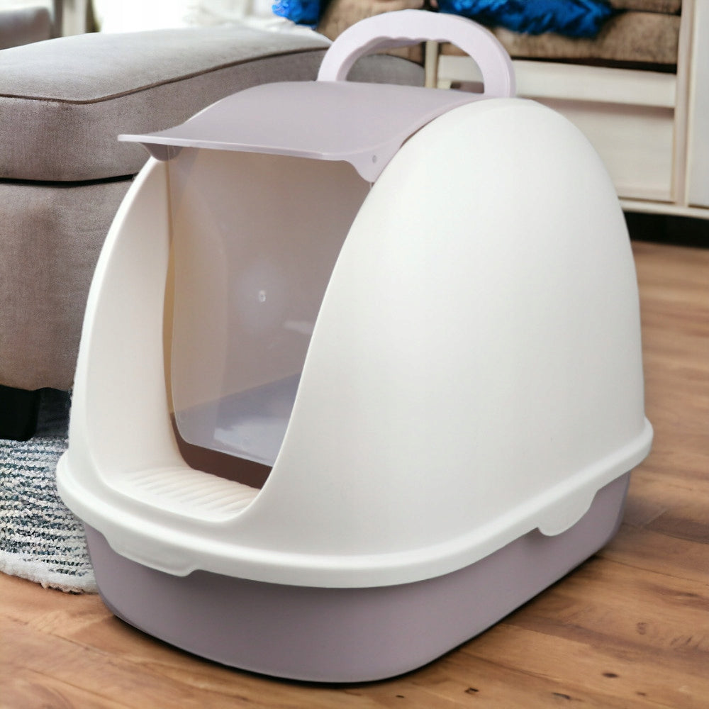 LARGE LITTER BOX XXL FOR CAT CLOSED WITH FLAP DURABLE + LITTER SPATULA Kind closed litter box