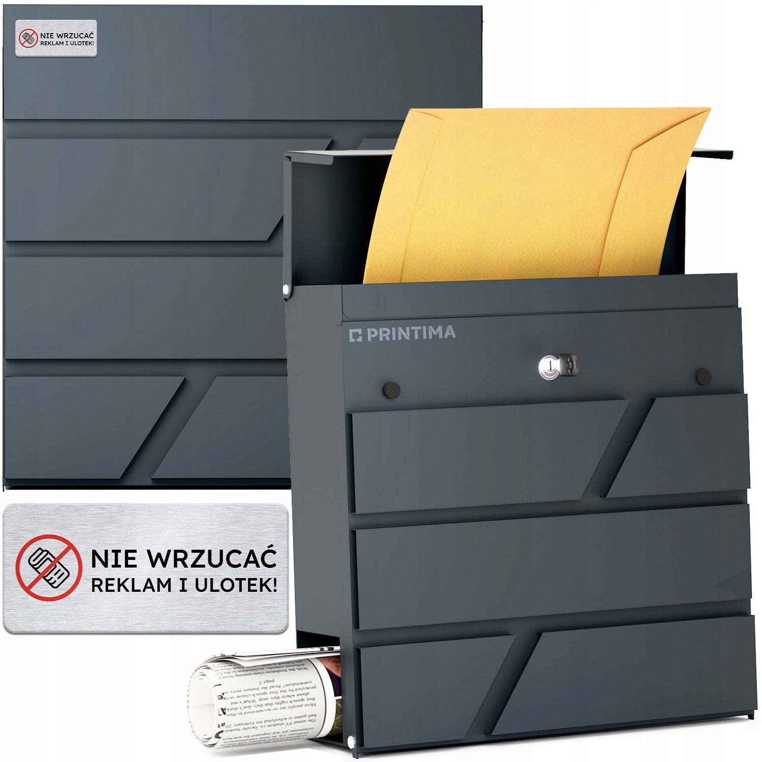 LARGE MAILBOX FOR LETTERS | FOR GATE FENCE | ANTHRACITE RAL 7016