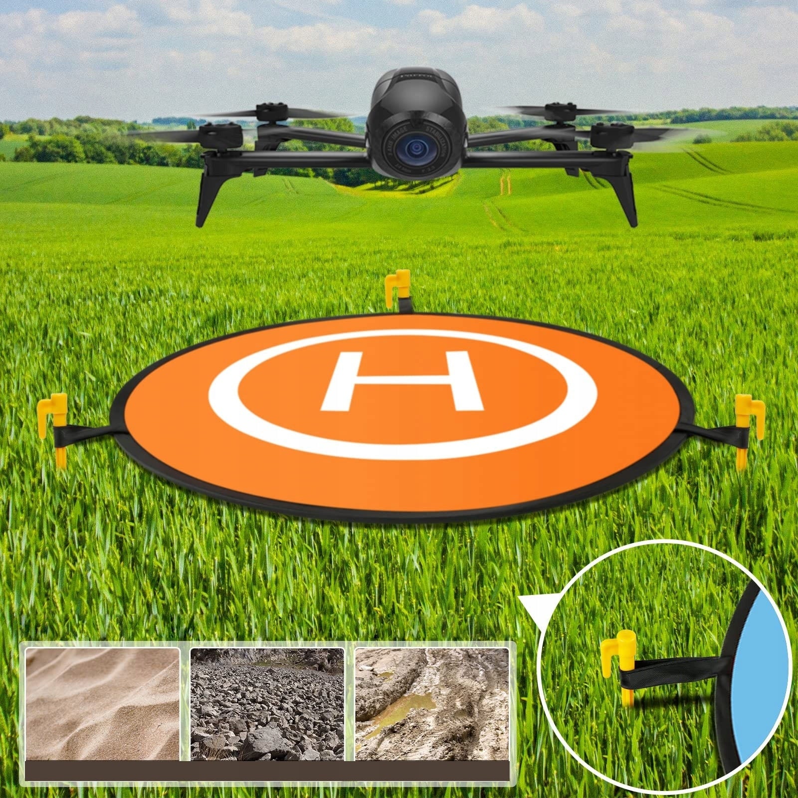 LARGE MAT LANDING PAD FOR DRONE 75CM FLUORESCENT Packaging status original