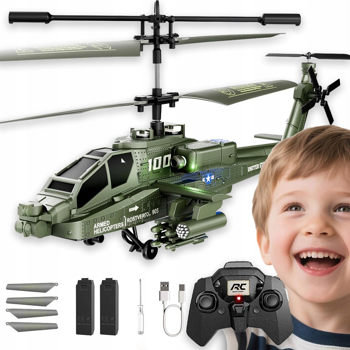 LARGE METAL HELICOPTER FOR RADIO WITH CHARGER CONTROLLED GYROSCOPE USB CHARGE