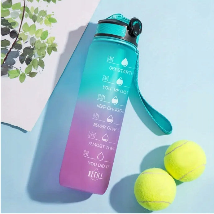 LARGE MOTIVATIONAL WATER BOTTLE WITH HANDLE AND MEASURING CUP FITNESS STRAW Brand no brand