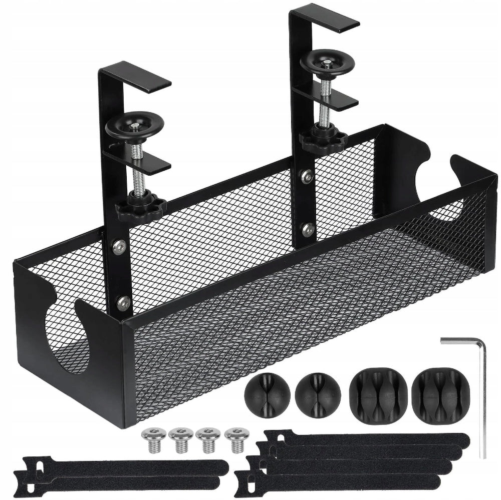 LARGE ORGANIZER SHELF WIRE HANGER CABLES UNDER DESK TOP GRILLE