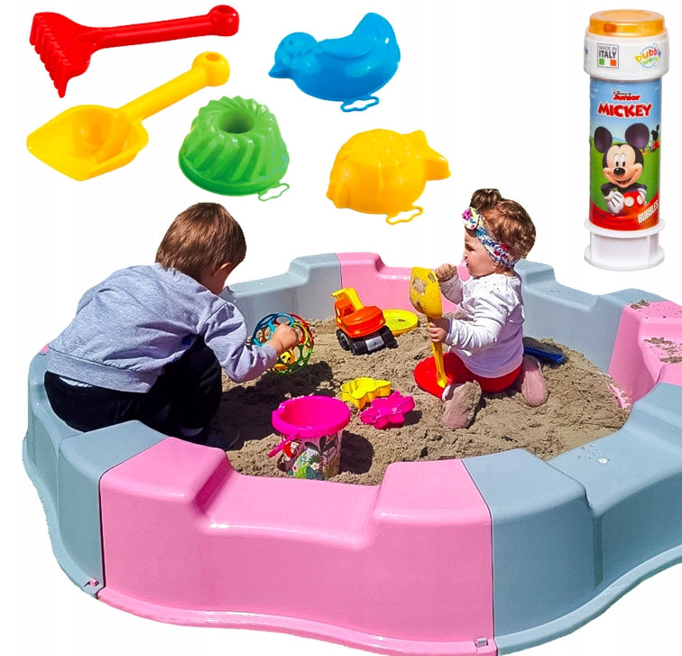 LARGE PLASTIC SANDBOX FOLDING DIFFERENT COLORS + SOAP BUBBLE TOYS EAN (GTIN) 5906076406966
