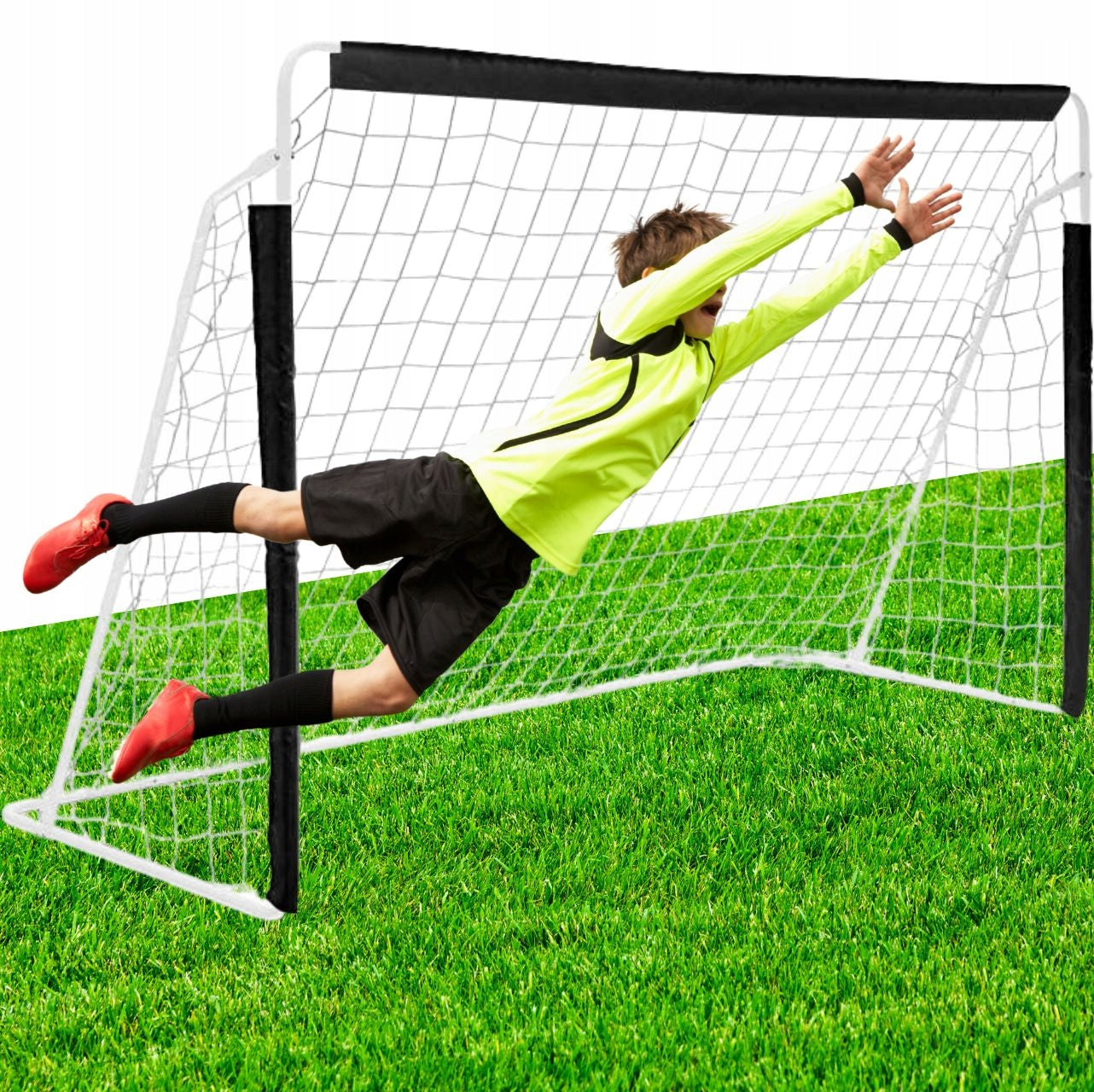 LARGE PORTABLE FOOTBALL GOAL 245x155x80cm GARDEN FOR KIDS GIFT