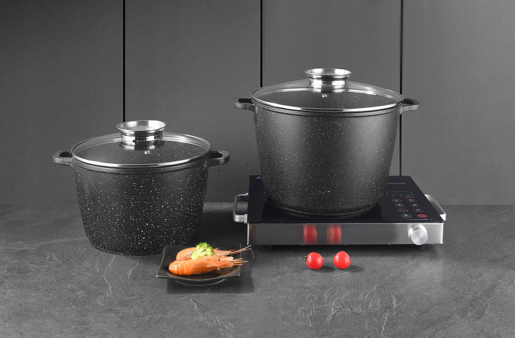 LARGE POT WITH LID 10L INDUCTION POT 6,2L MARBLED POT SET Brand Zilner