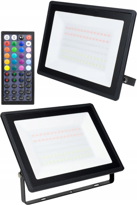 LARGE POWERFUL HALOGEN FLOODLIGHT REFLECTOR LED LAMP RGB COLORS MODES + REMOTE CONTROL Color black