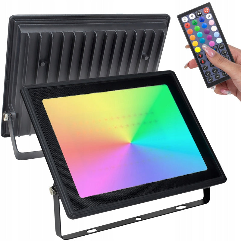 LARGE POWERFUL HALOGEN FLOODLIGHT REFLECTOR LED LAMP RGB COLORS MODES + REMOTE CONTROL