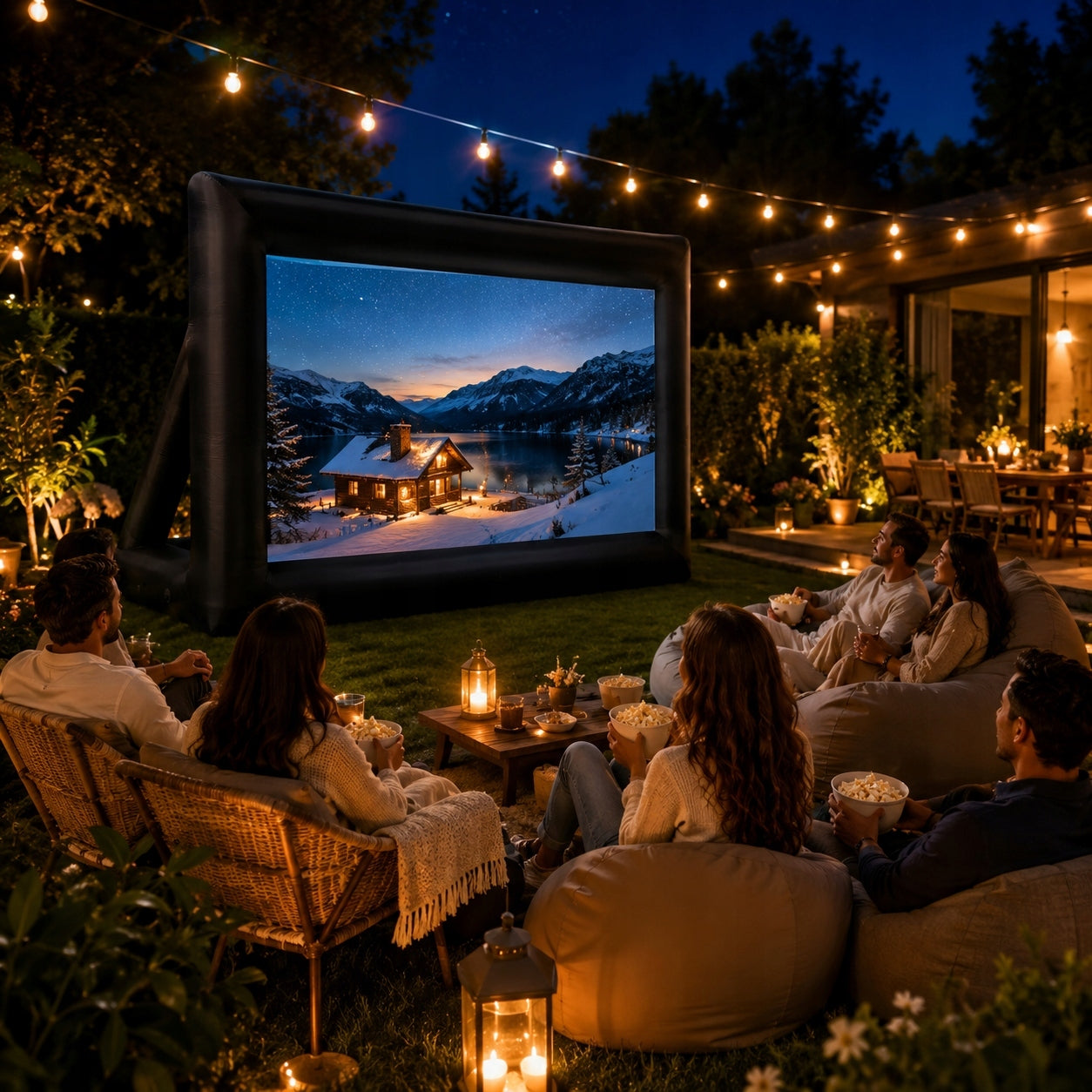 LARGE PROJECTION SCREEN PORTABLE INFLATABLE + PROJECTOR BLOWER CINEMA 240 Manufacturer code Nadmuchiwany ekran projekcyjny 93"