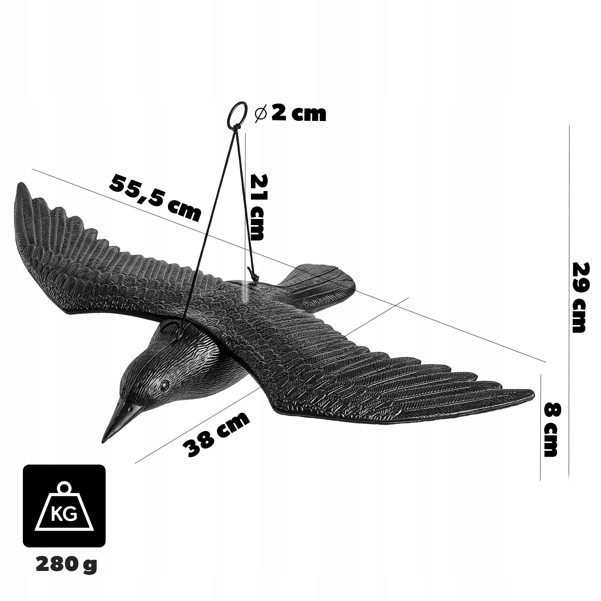 LARGE RAVEN BIRD BALCONY REPELLENT PIGEON STARLINGS FOR BIRDS IN FLIGHT 56cm Kind repellent