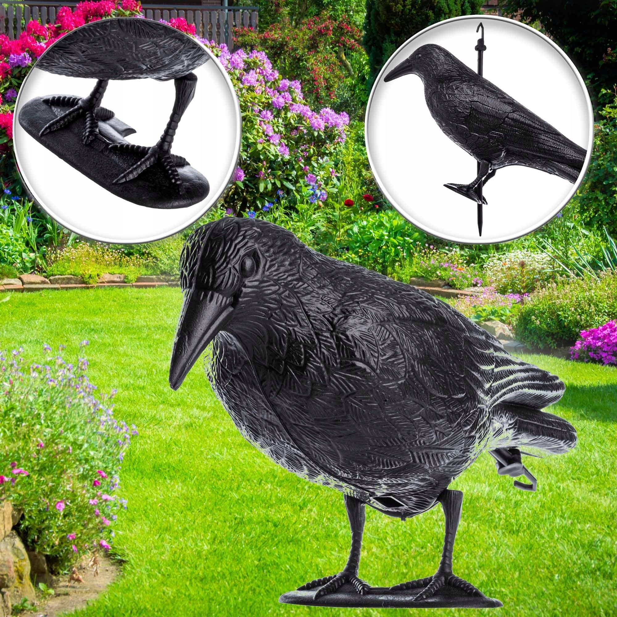 LARGE RAVEN PIGEON BIRD REPELLENT STARLINGS BIRDS FOR BALCONY BLACK 3 PACK Batteries included no