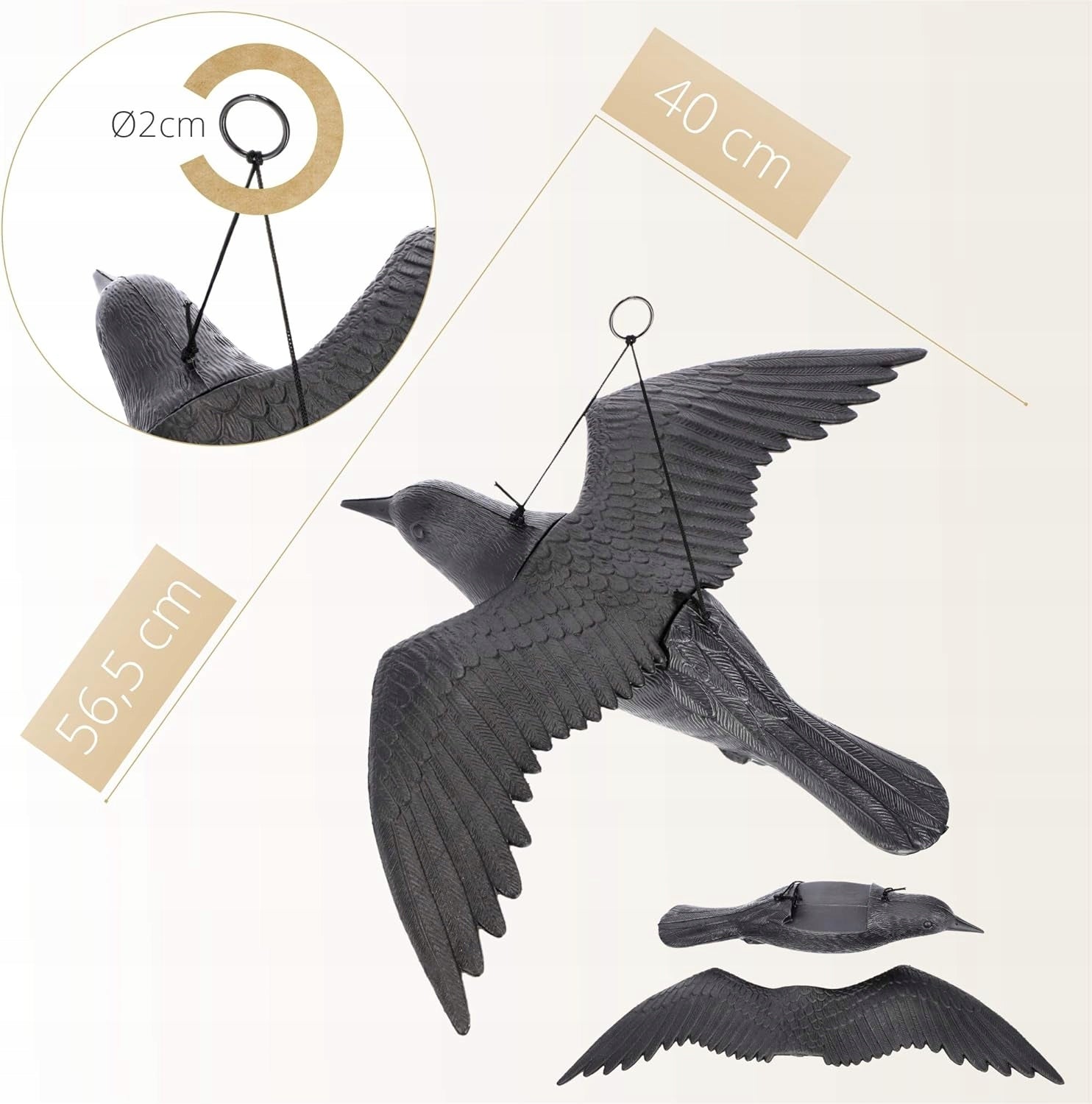 LARGE RAVEN PIGEON BIRD REPELLENT STARLINGS BIRDS IN FLIGHT FOR BALCONY 2 PACK Brand Kadax