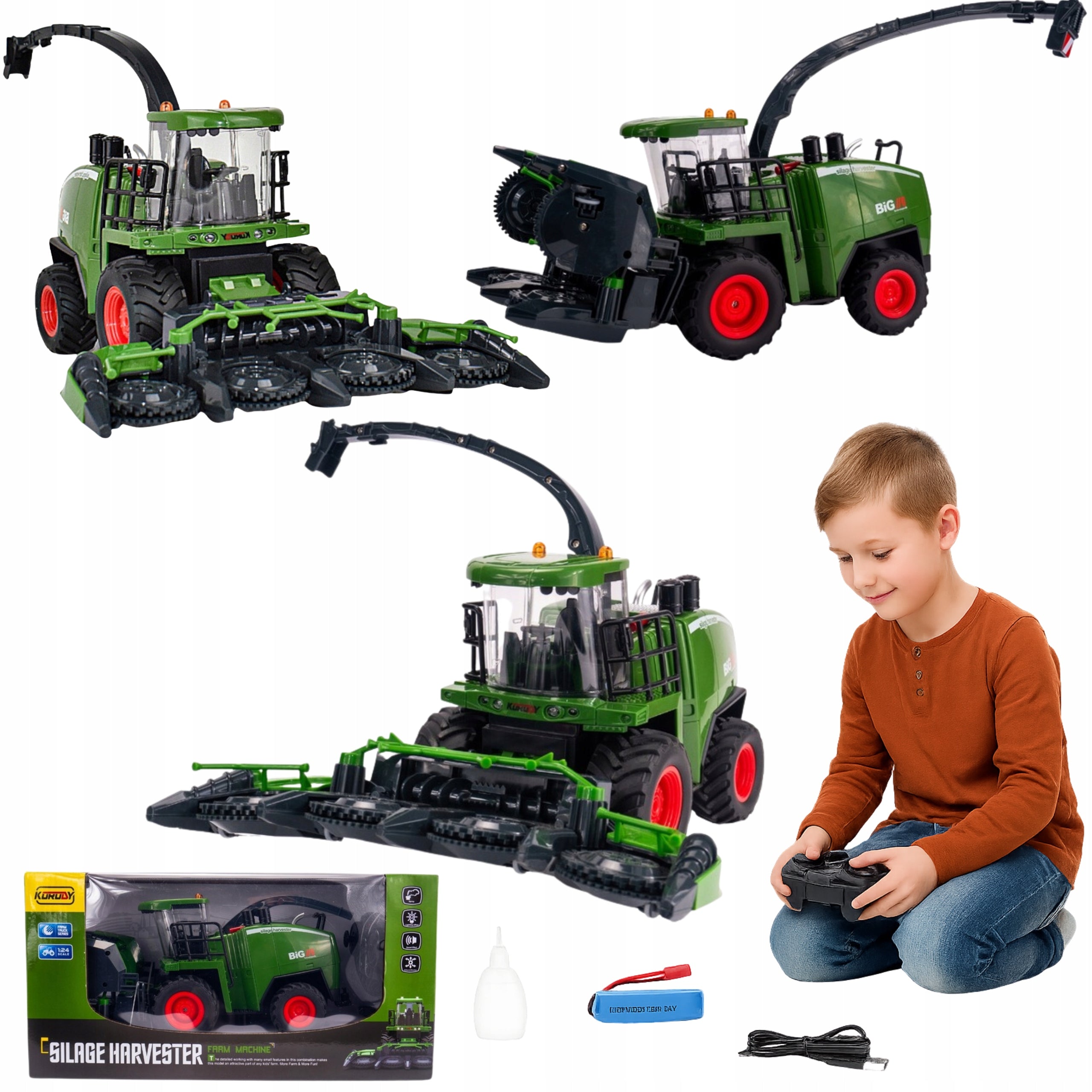 LARGE RC COMBINE HARVESTER REMOTE CONTROLLED SMOKE GENERATOR TOY BOY GIFT