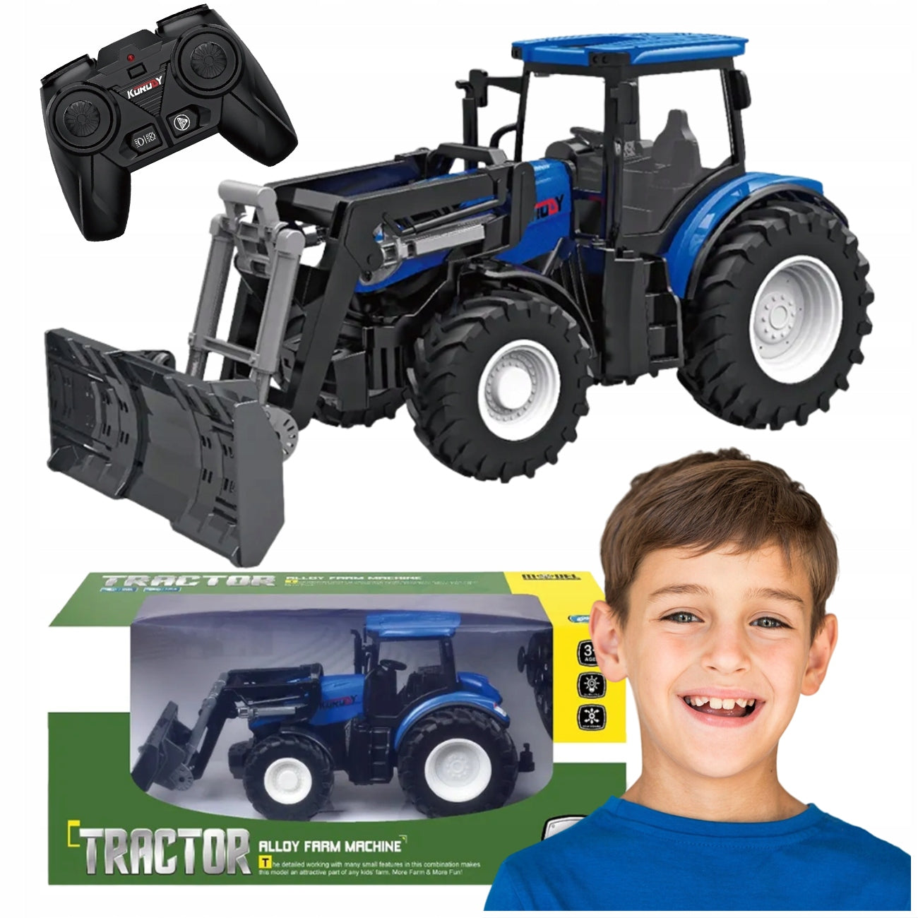 LARGE REMOTE CONTROLLED BLUE TRACTOR RC SMALL FARMER BULLDOZER
