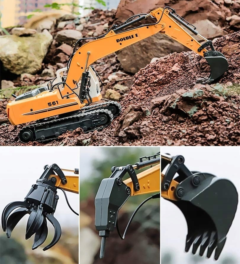 LARGE REMOTE CONTROLLED CRAWLER EXCAVATOR RC METAL 3in1 REMOTE CONTROL TOY Manufacturer code KOPARKA METAL 3W1