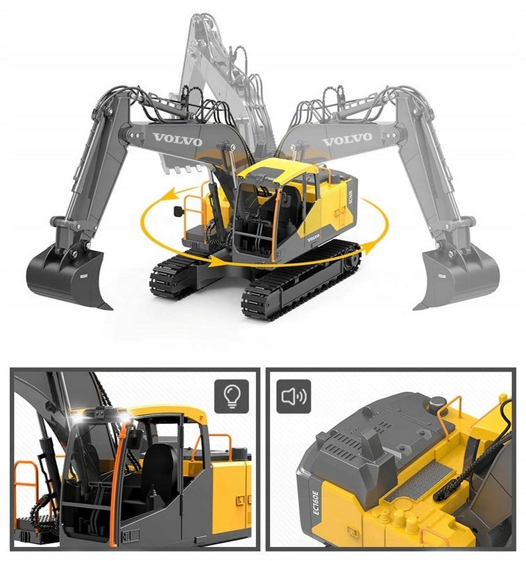 LARGE REMOTE CONTROLLED EXCAVATOR RC VOLVO XL + GRIPPER + HAMMER 3in1 Manufacturer code VOLVO 3IN1 PREZENT