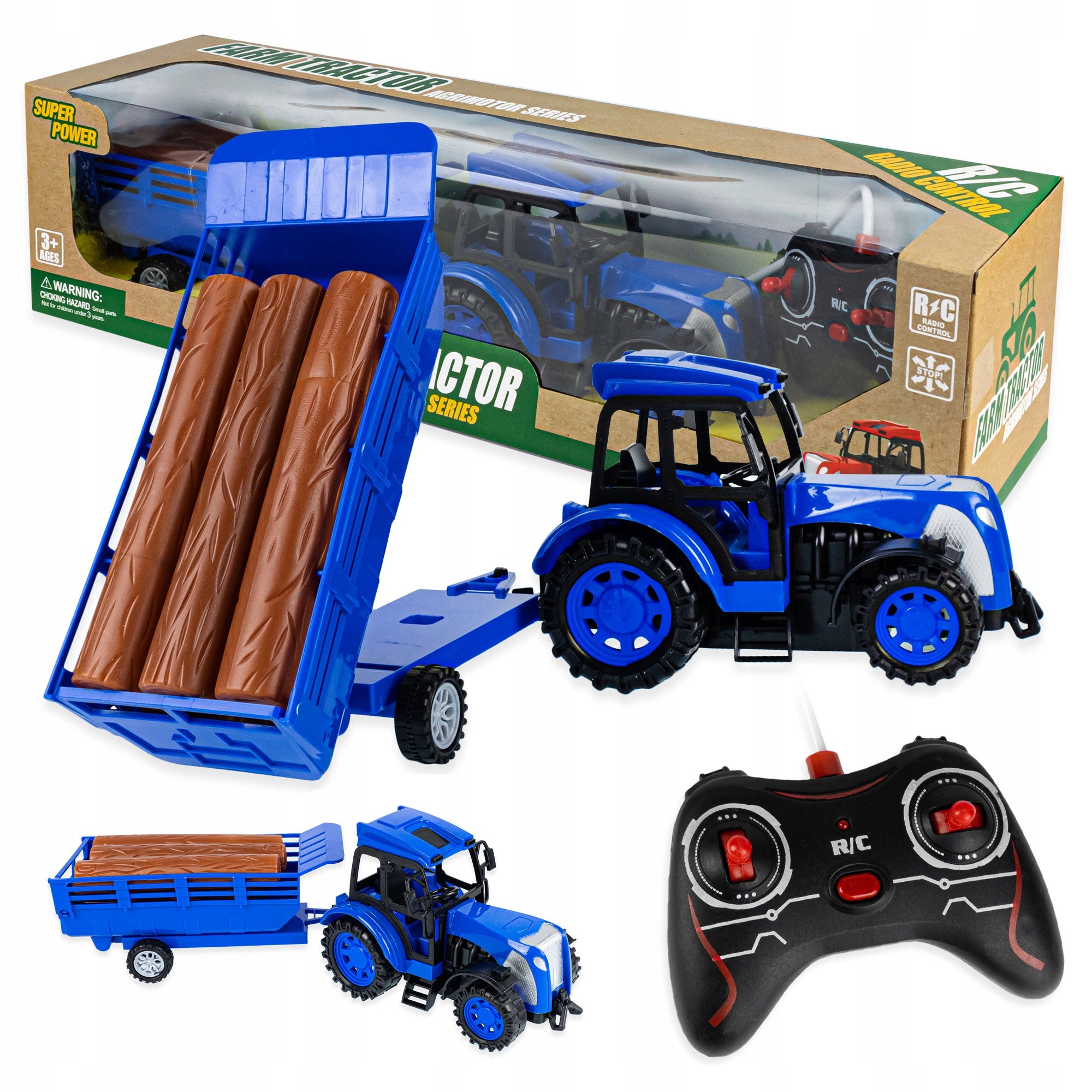 LARGE REMOTE CONTROLLED TRACTOR WITH TRAILER AUTO FOR REMOTE CONTROL 2.4ghz FOR KIDS