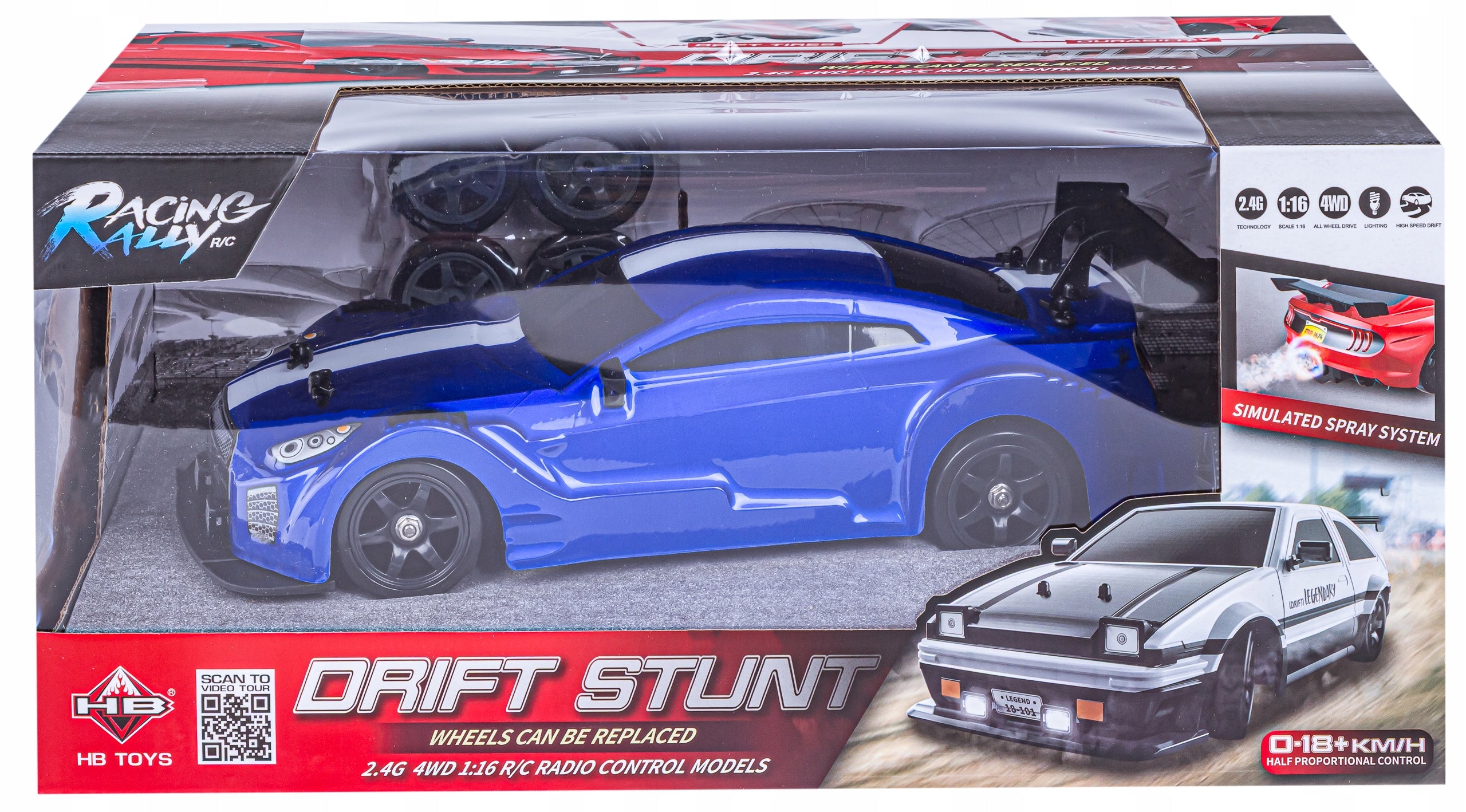LARGE Remote Controlled Car Drift Led Smoke 4x4 NISSAN GTR DRIFT Color blue