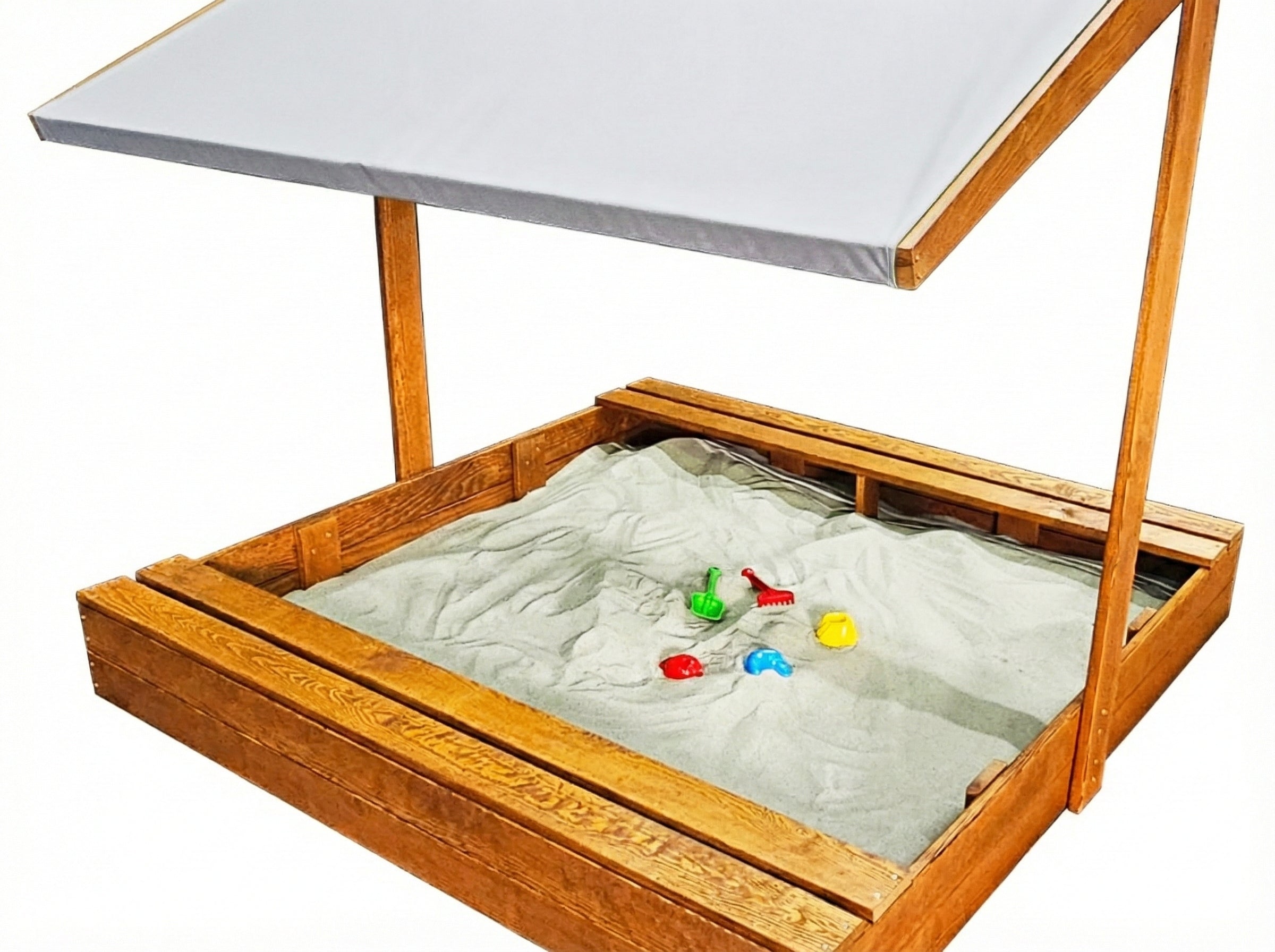 LARGE SANDBOX 150X150 WOODEN WITH VISOR 2X IMPREGNATED MANUFACTURER PL Kind wooden