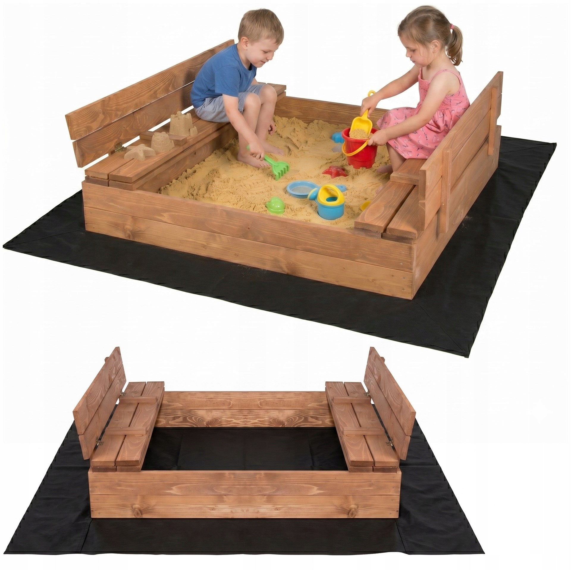 LARGE SANDBOX CLOSED WOODEN IMPREGNATED 120cm PREMIUM FOLDING Kind wooden