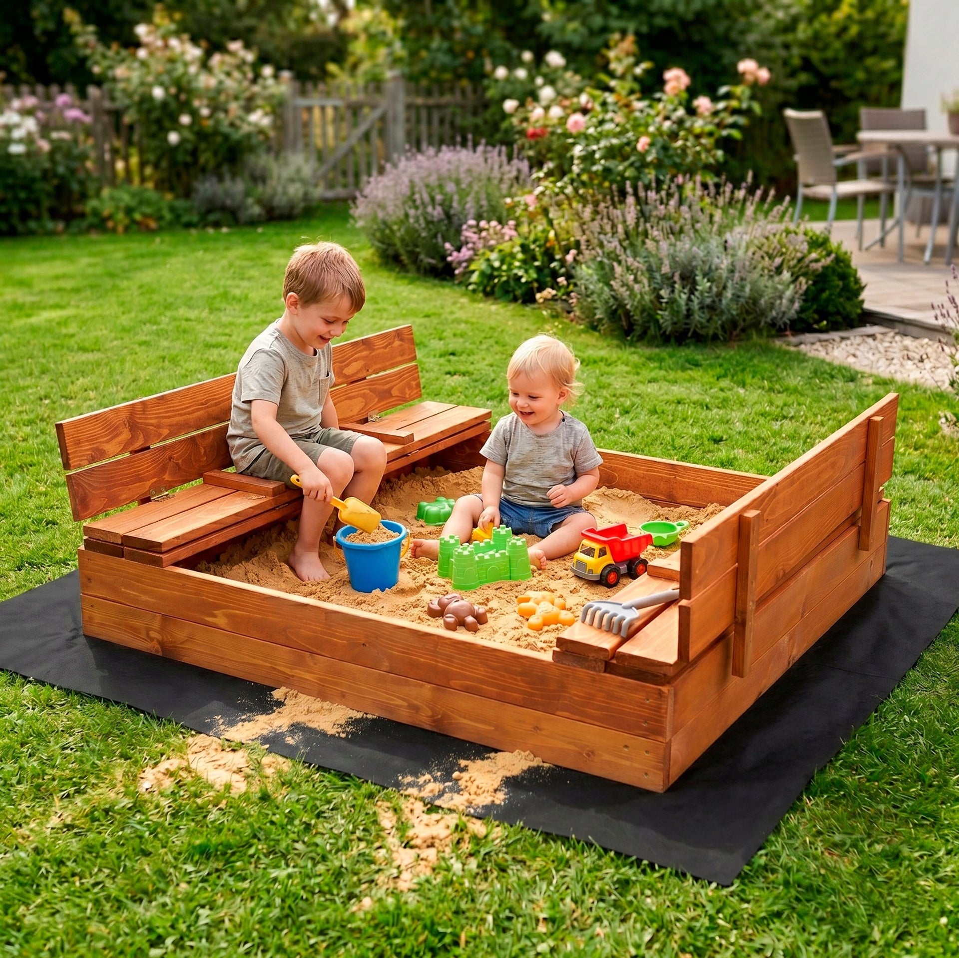 LARGE SANDBOX CLOSED WOODEN IMPREGNATED 120cm PREMIUM FOLDING Kind wooden