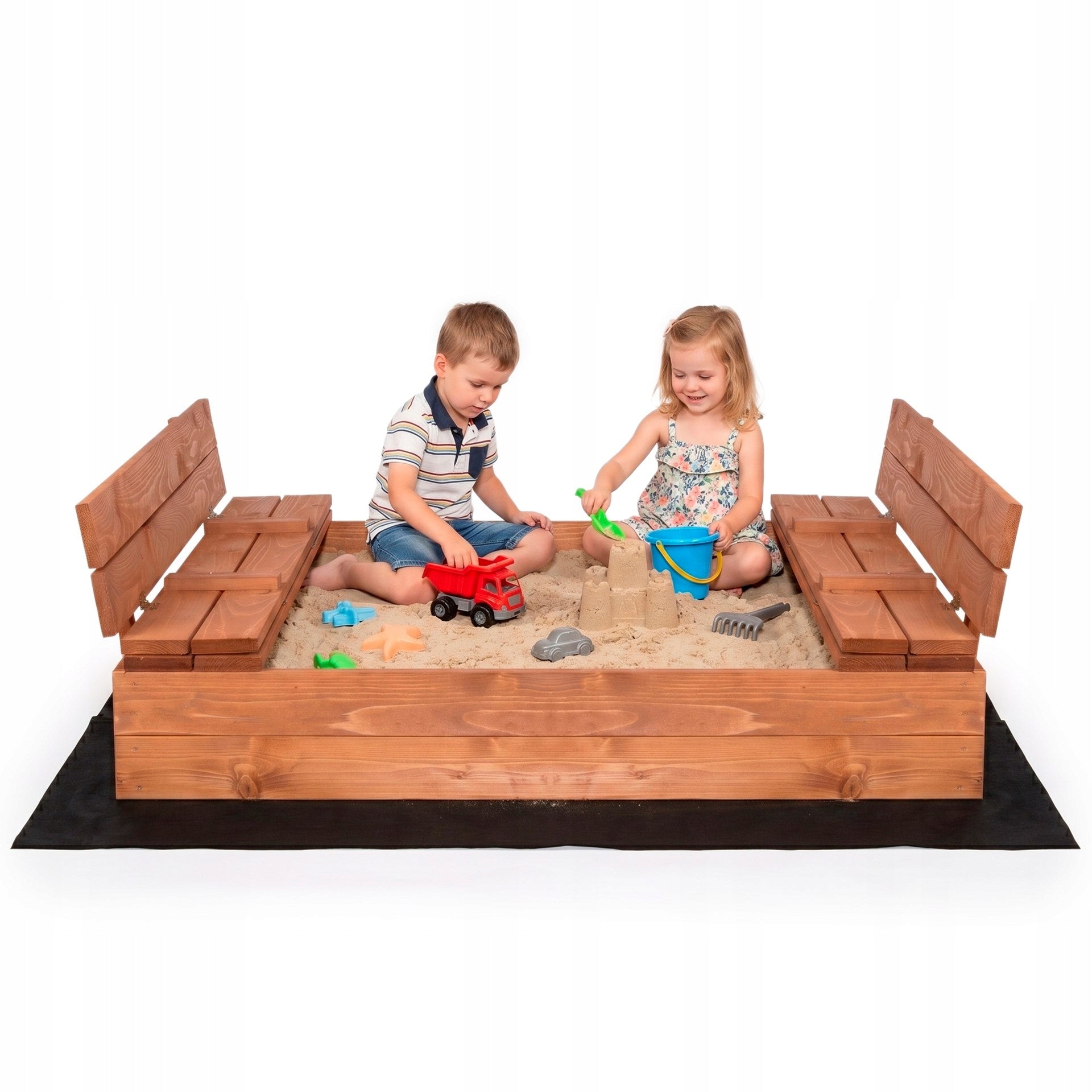 LARGE SANDBOX CLOSED WOODEN IMPREGNATED 120cm PREMIUM FOLDING Length 120 cm