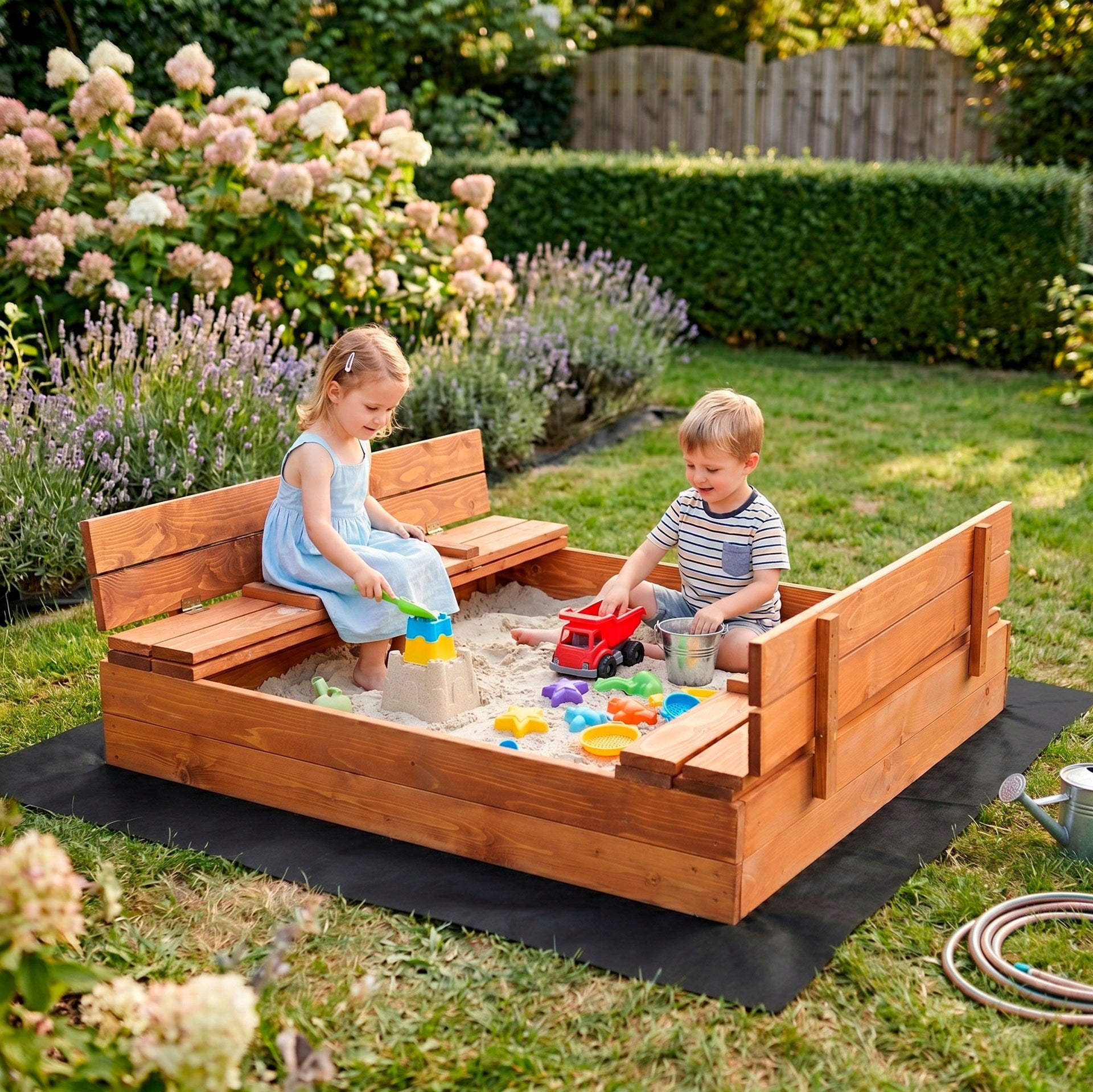 LARGE SANDBOX CLOSED WOODEN IMPREGNATED 120cm PREMIUM FOLDING Packaging status original