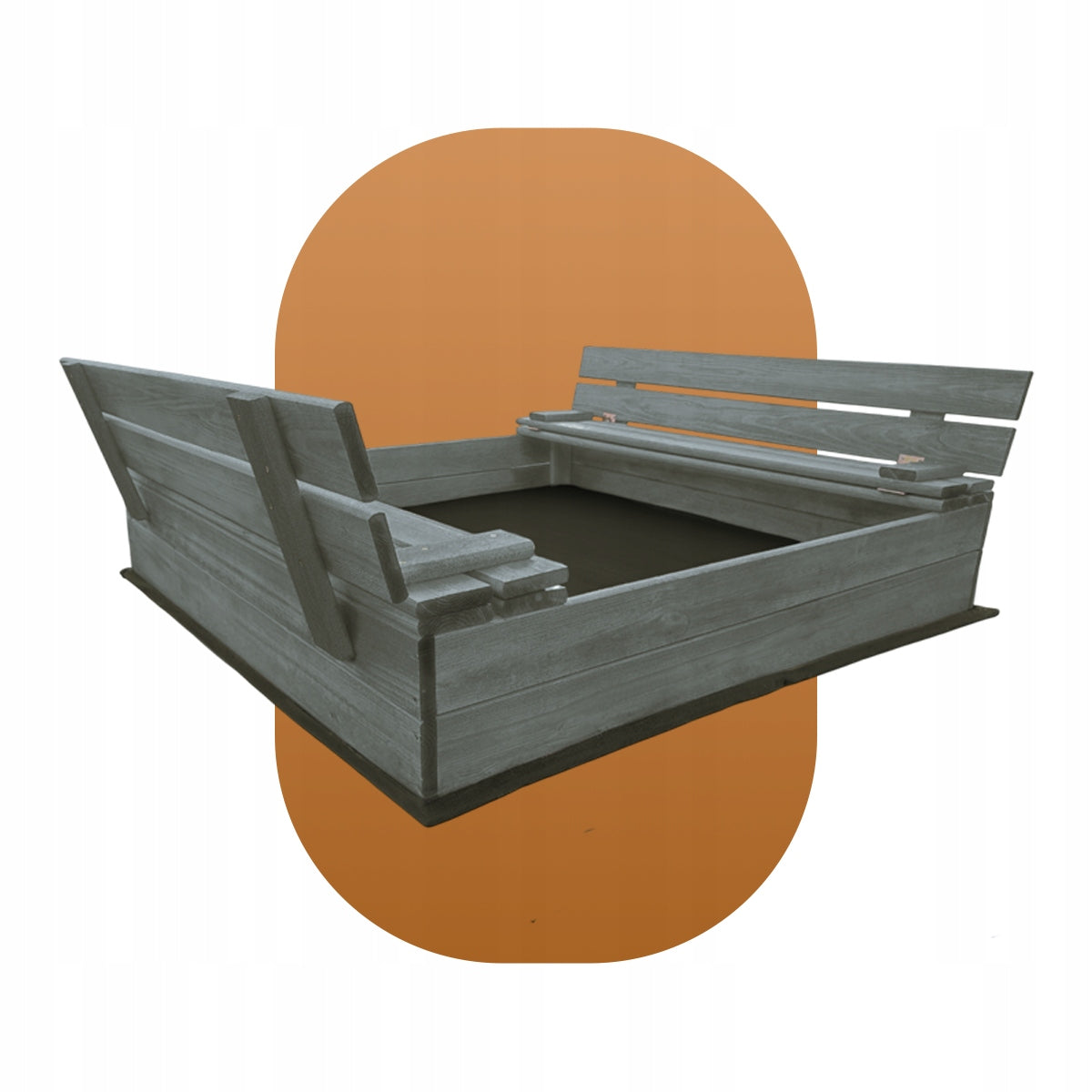 LARGE SANDBOX IMPREGNATED CLOSED WOODEN 120X120CM GRAPHITE MANUFACTURER Manufacturer code Duża piaskownica drewniana
