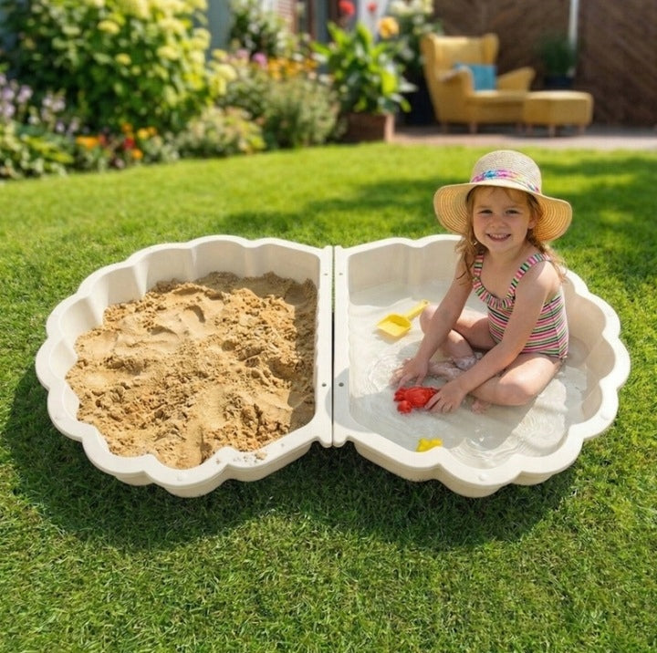 LARGE SANDBOX POOL 2IN1 SHELL CLOSED WITH LID BEIGE PLASTIC Brand no brand