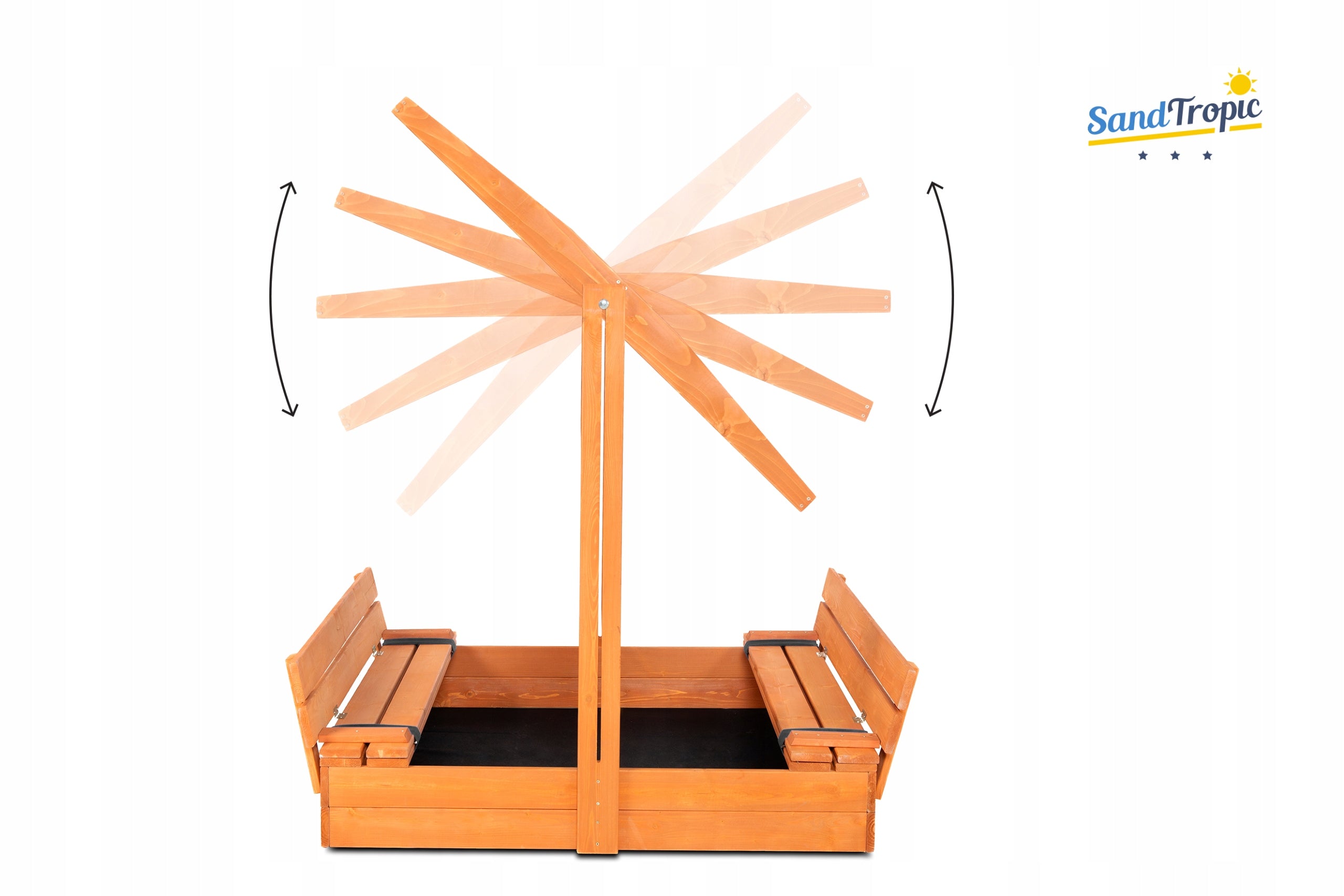LARGE SANDBOX WITH WOOD IMPREGNATED 120 VIDEO BENCHES CE Manufacturer code Piaskownica z certyfikatem