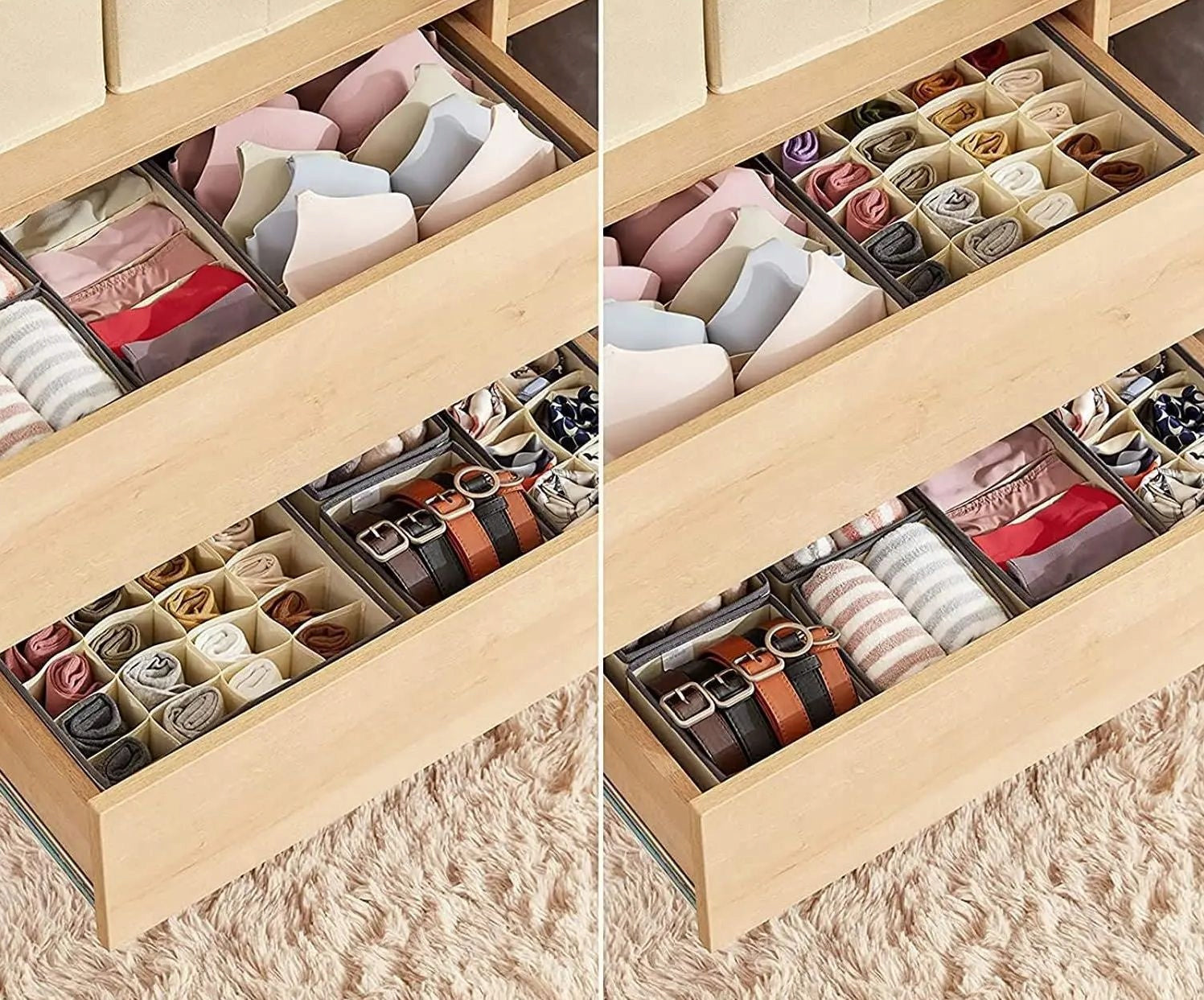 LARGE SET OF 4PCS UNDERWEAR CLOSET DRAWER ORGANIZERS SOCKS CLOTHES Brand Simplo