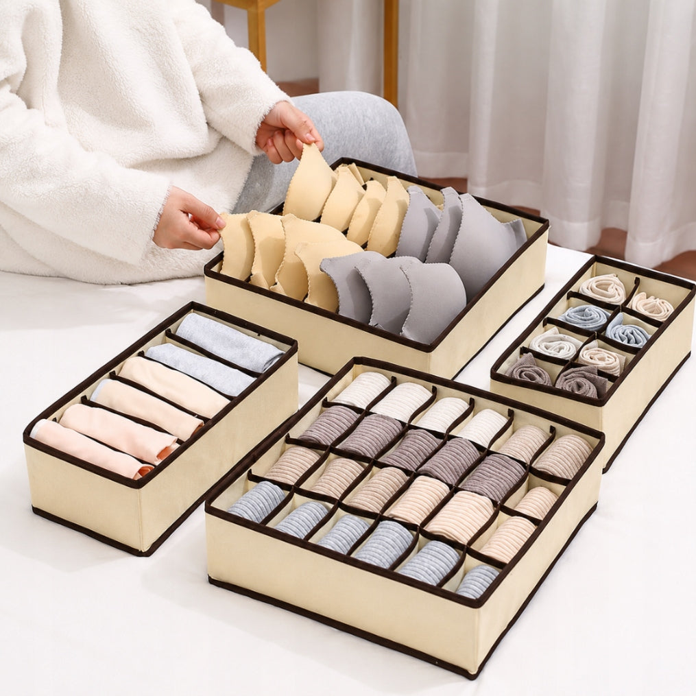 LARGE SET OF 4PCS UNDERWEAR CLOSET DRAWER ORGANIZERS SOCKS CLOTHES Packaging status original
