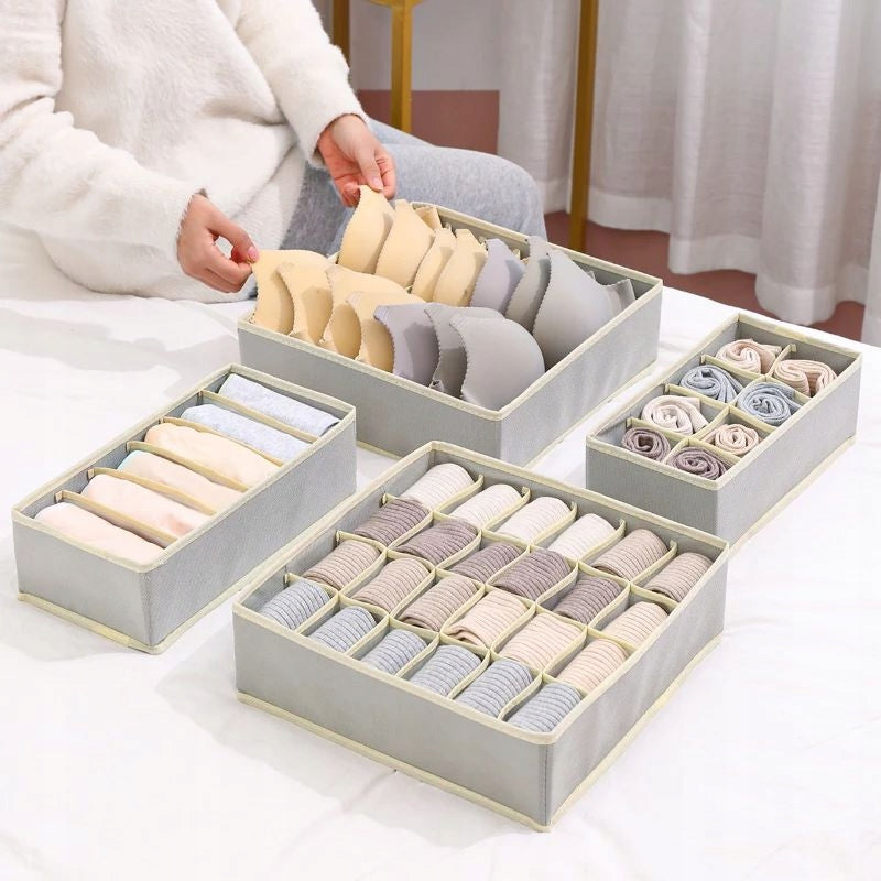LARGE SET OF 4PCS UNDERWEAR CLOSET DRAWER ORGANIZERS SOCKS CLOTHES Packaging status original