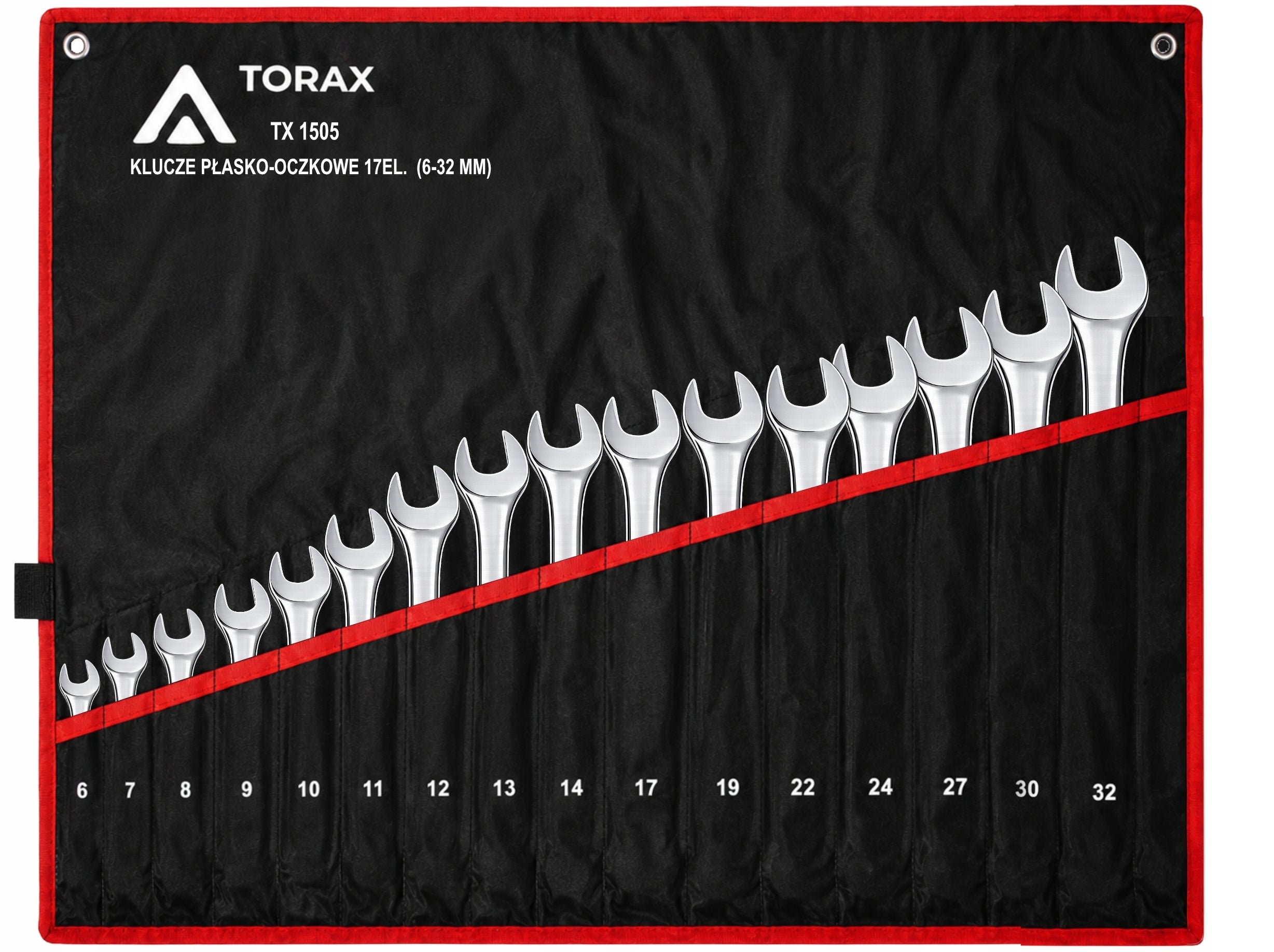 LARGE SET OF FLAT-EYE WRENCHES 17el CRV 6-32mm FLAT MAT CASE Brand TORAX