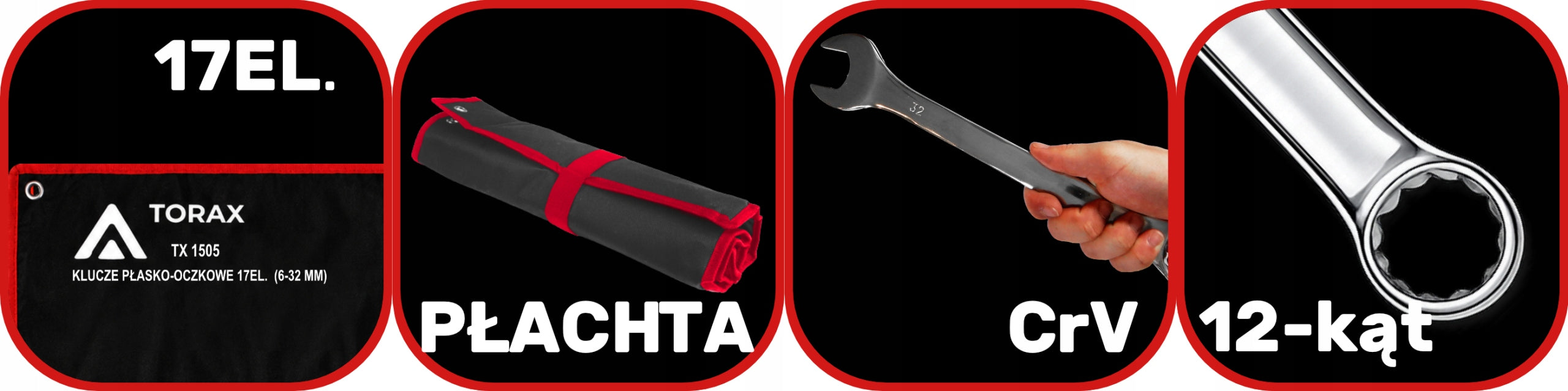 LARGE SET OF FLAT-EYE WRENCHES 17el CRV 6-32mm FLAT MAT CASE Customs tariff code 82041100