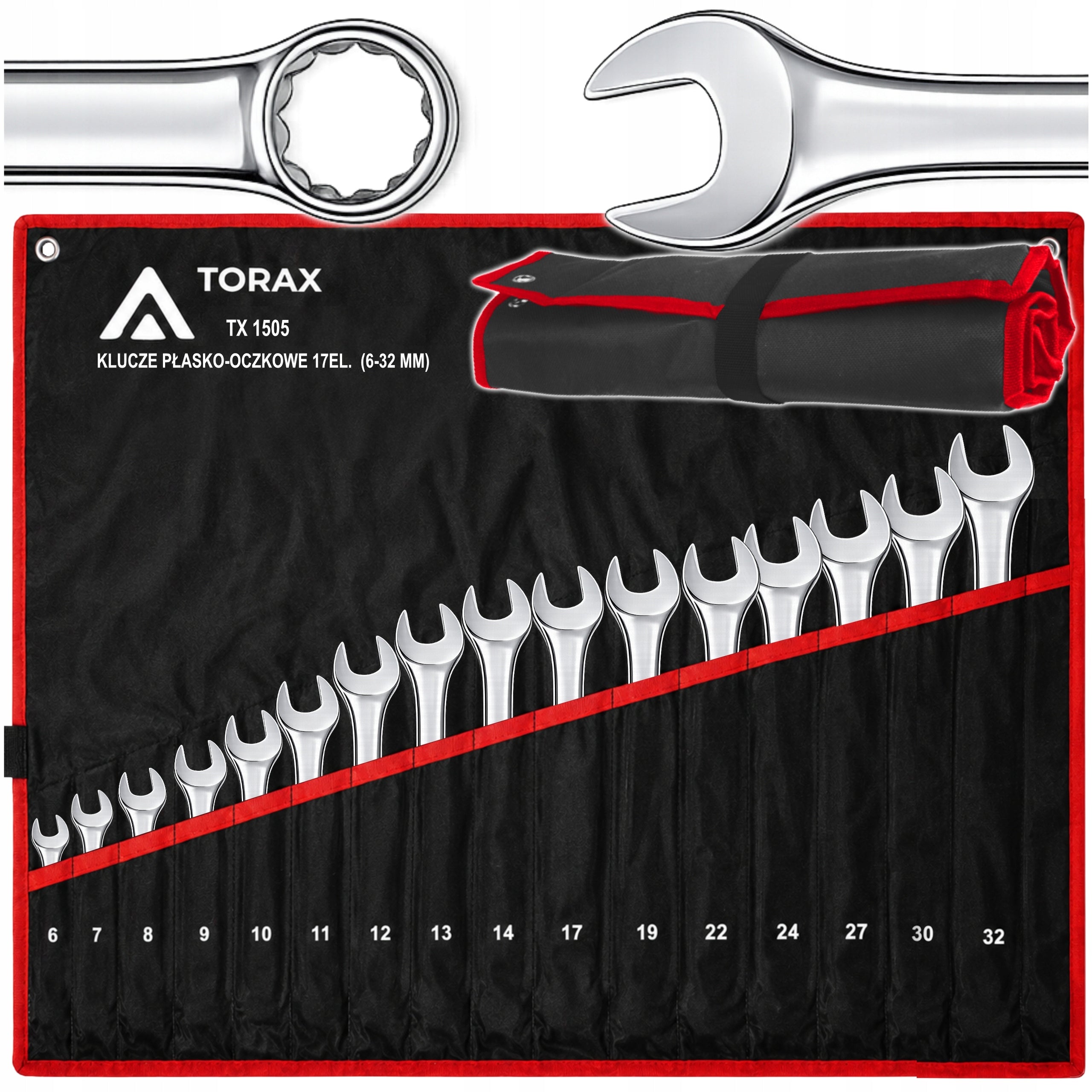 LARGE SET OF FLAT-EYE WRENCHES 17el CRV 6-32mm FLAT MAT CASE Packaging status original