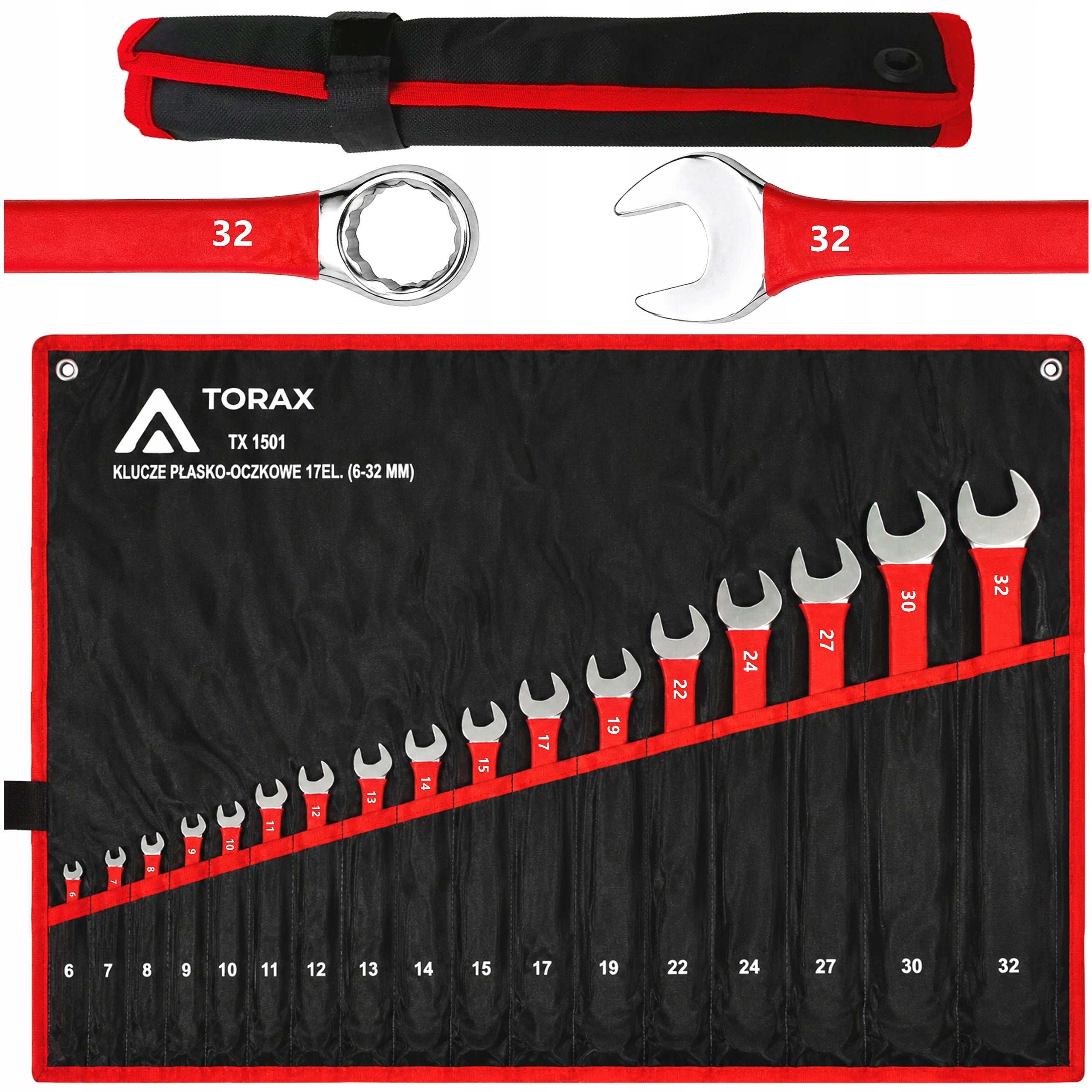 LARGE SET OF FLAT-EYE WRENCHES 17el CRV 6-32mm RUBBER FLAT MAT Packaging status original