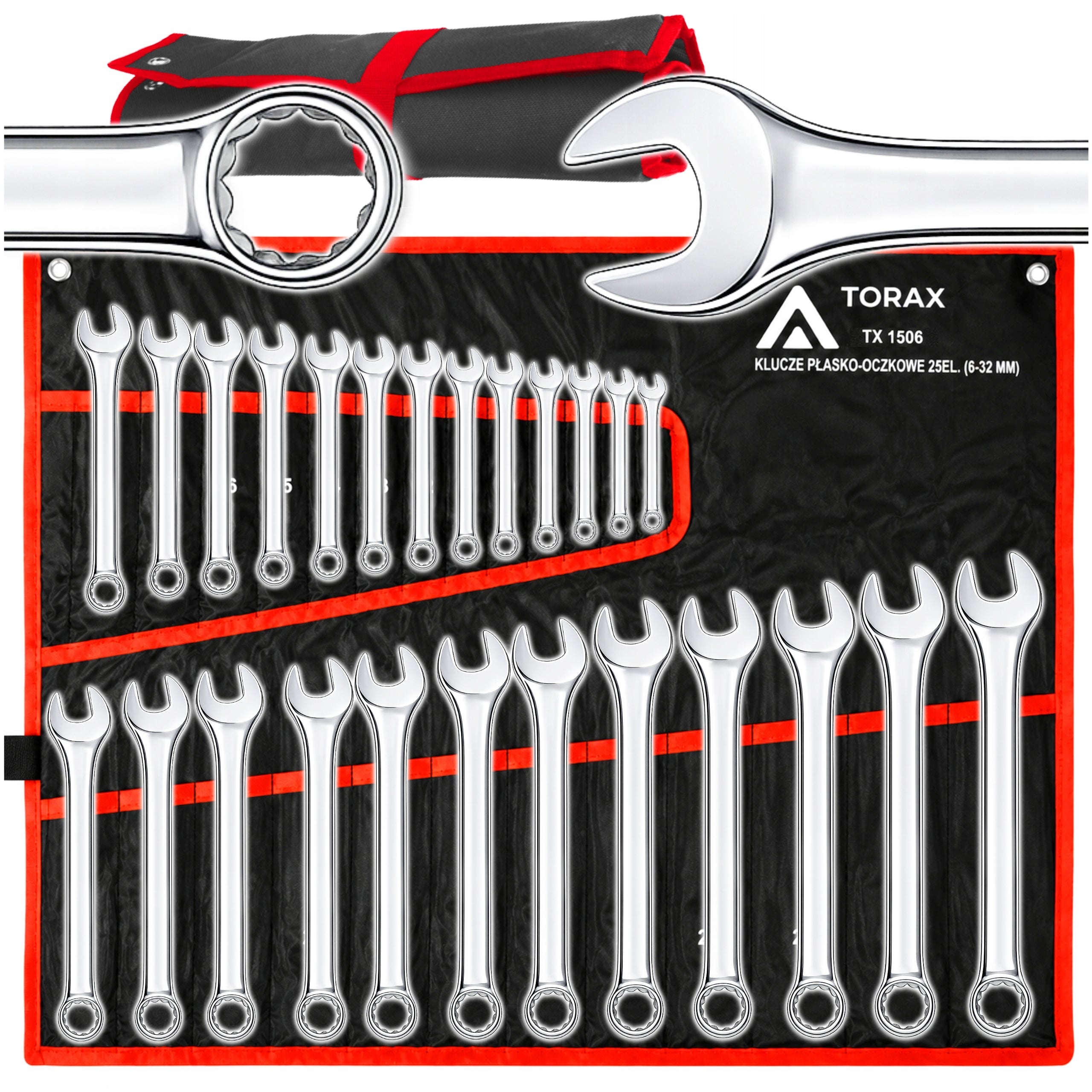 LARGE SET OF FLAT-EYE WRENCHES 25el CRV 6-32mm FLAT MAT CASE