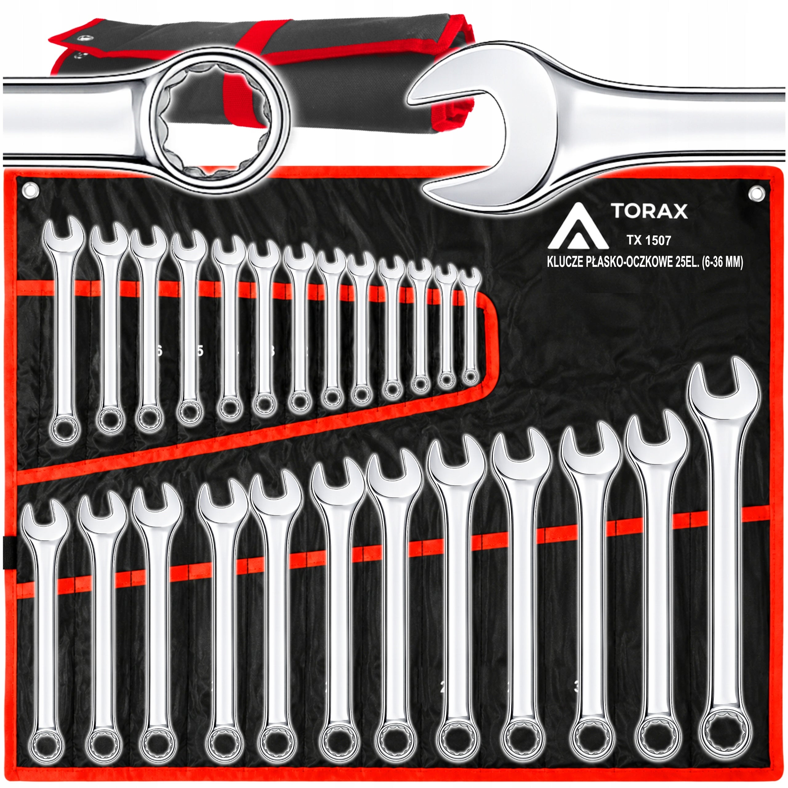 LARGE SET OF FLAT-EYE WRENCHES 25el CRV 6-36mm FLAT MAT CASE
