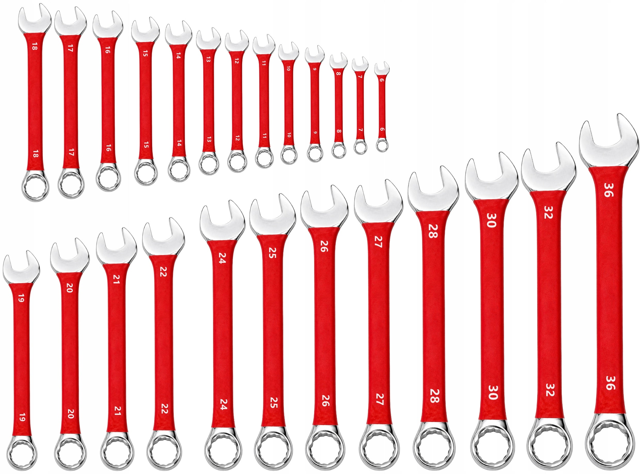 LARGE SET OF FLAT-EYE WRENCHES 25el CRV 6-36mm RUBBER FLAT MAT Brand TORAX