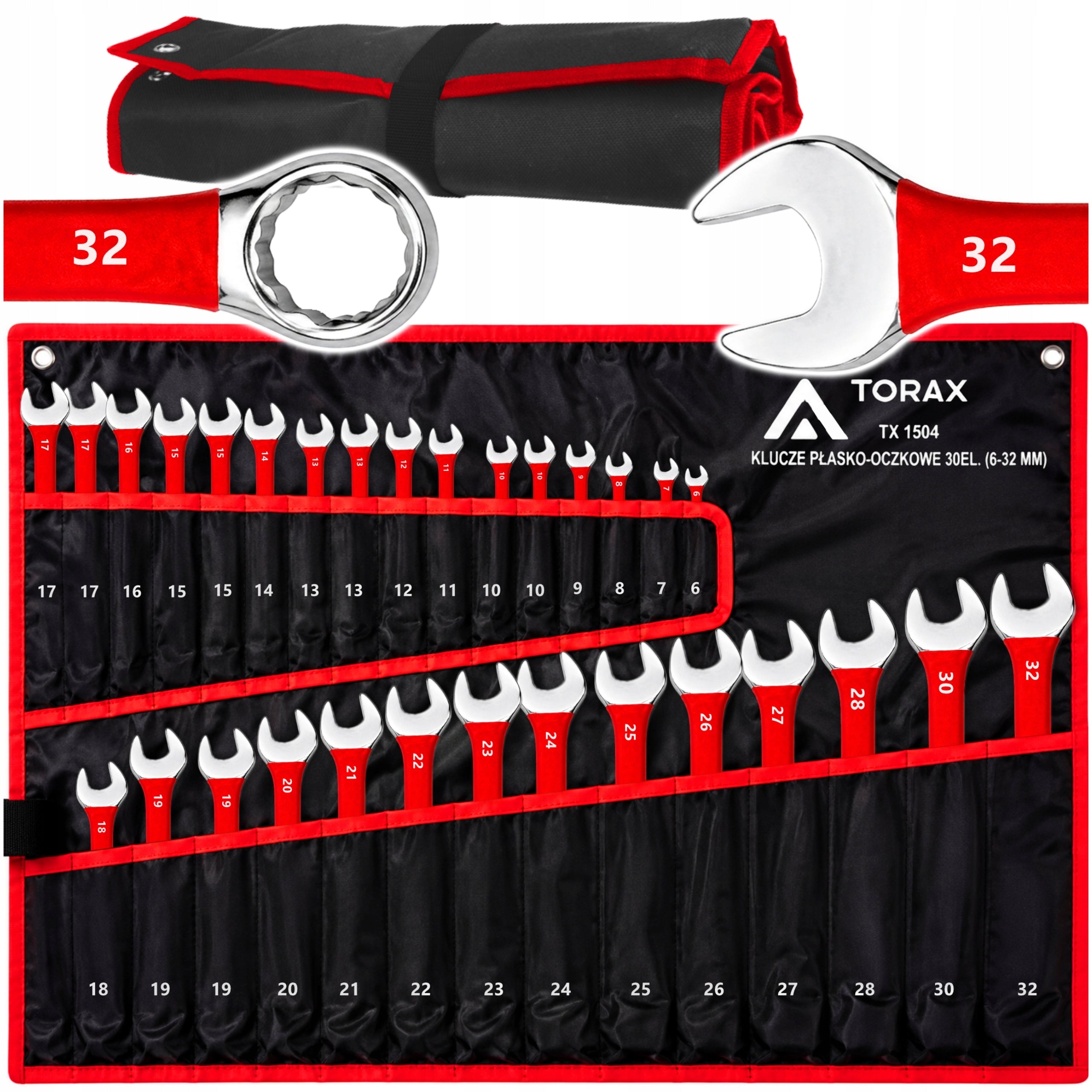 LARGE SET OF FLAT-EYE WRENCHES 30el CRV 6-32mm RUBBER FLAT MAT Packaging status original