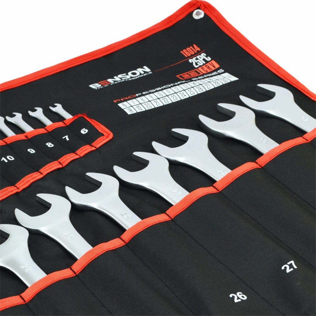 LARGE SET OF FLAT EYE WRENCHES 6-32MM 25EL MAT BENSON WEEK. Product weight with unit packaging 4.94 kg