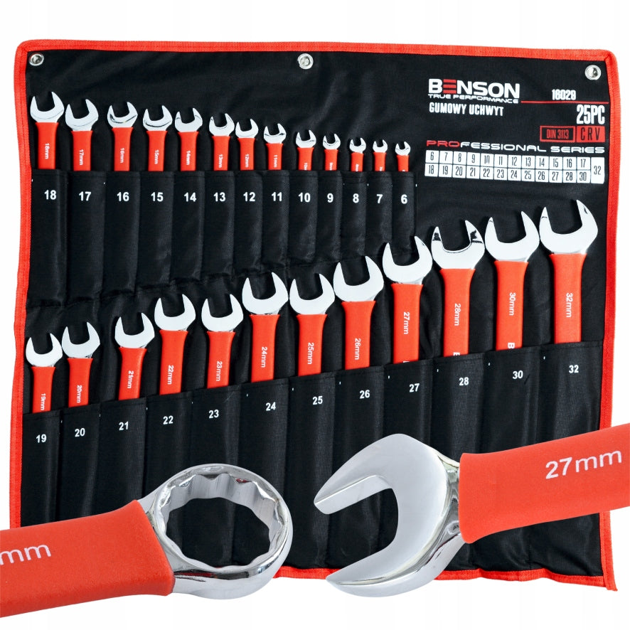 LARGE SET OF FLAT WRENCHES RUBBER 6-32MM 25EL MAT BENSON BY BLACK Customs tariff code 82041100