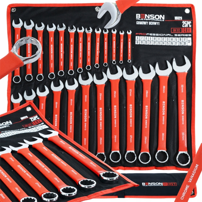 LARGE SET OF FLAT WRENCHES RUBBER 6-32MM 25EL MAT BENSON BY BLACK