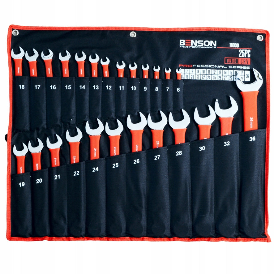 LARGE SET OF FLAT WRENCHES RUBBER 6-36MM 25EL MAT BENSON BY BLACK Brand Black